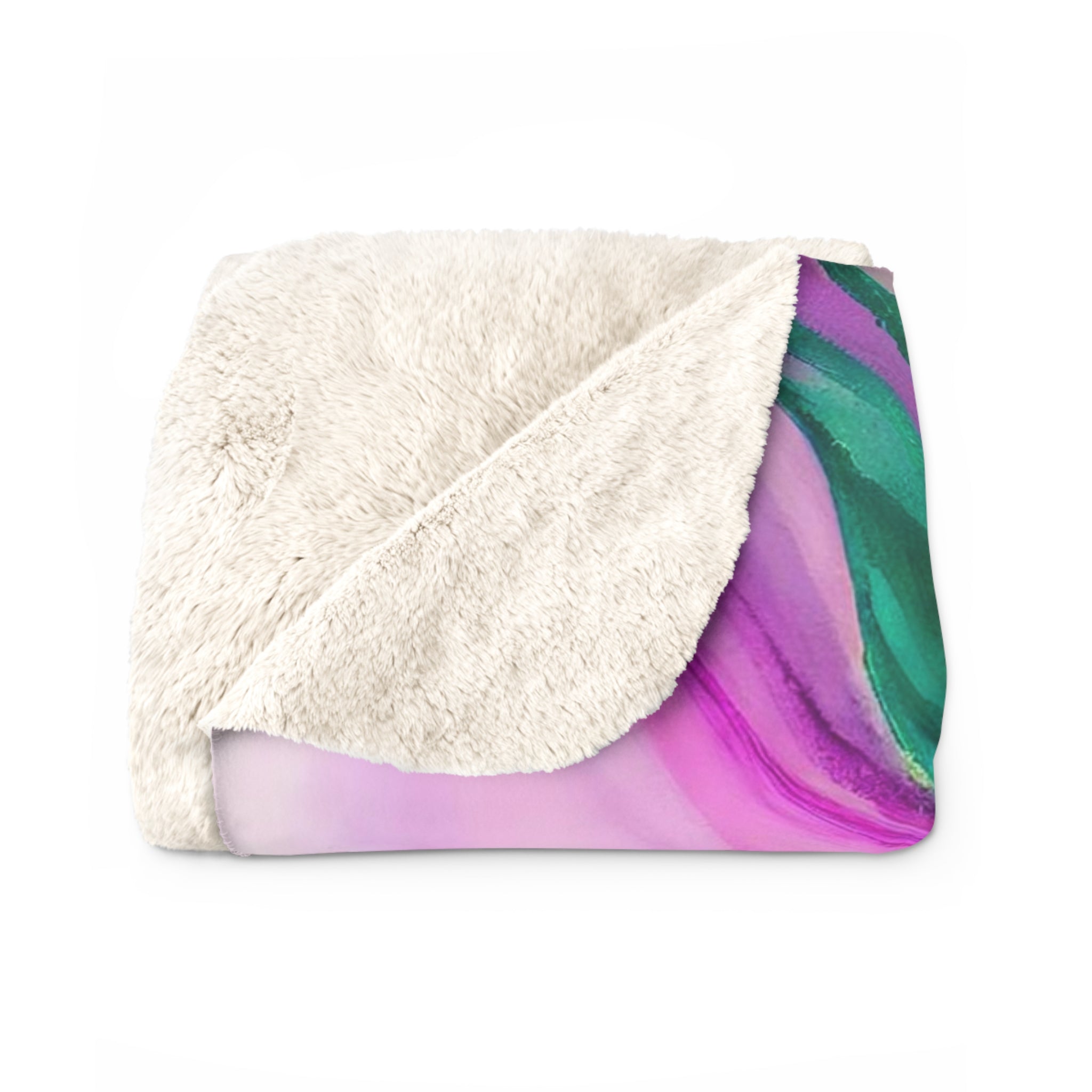 Marble Boho Blanket | Bright Pink, Green Gold