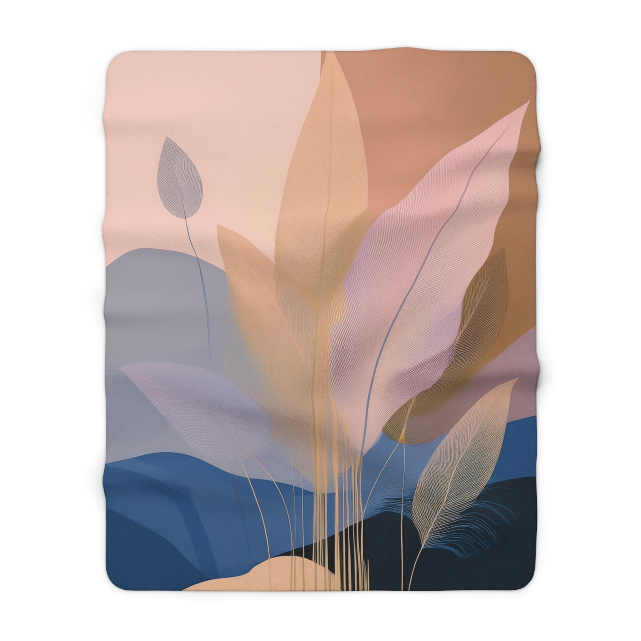 Abstract Throw Blanket | Beige Blue Pink Watercolor