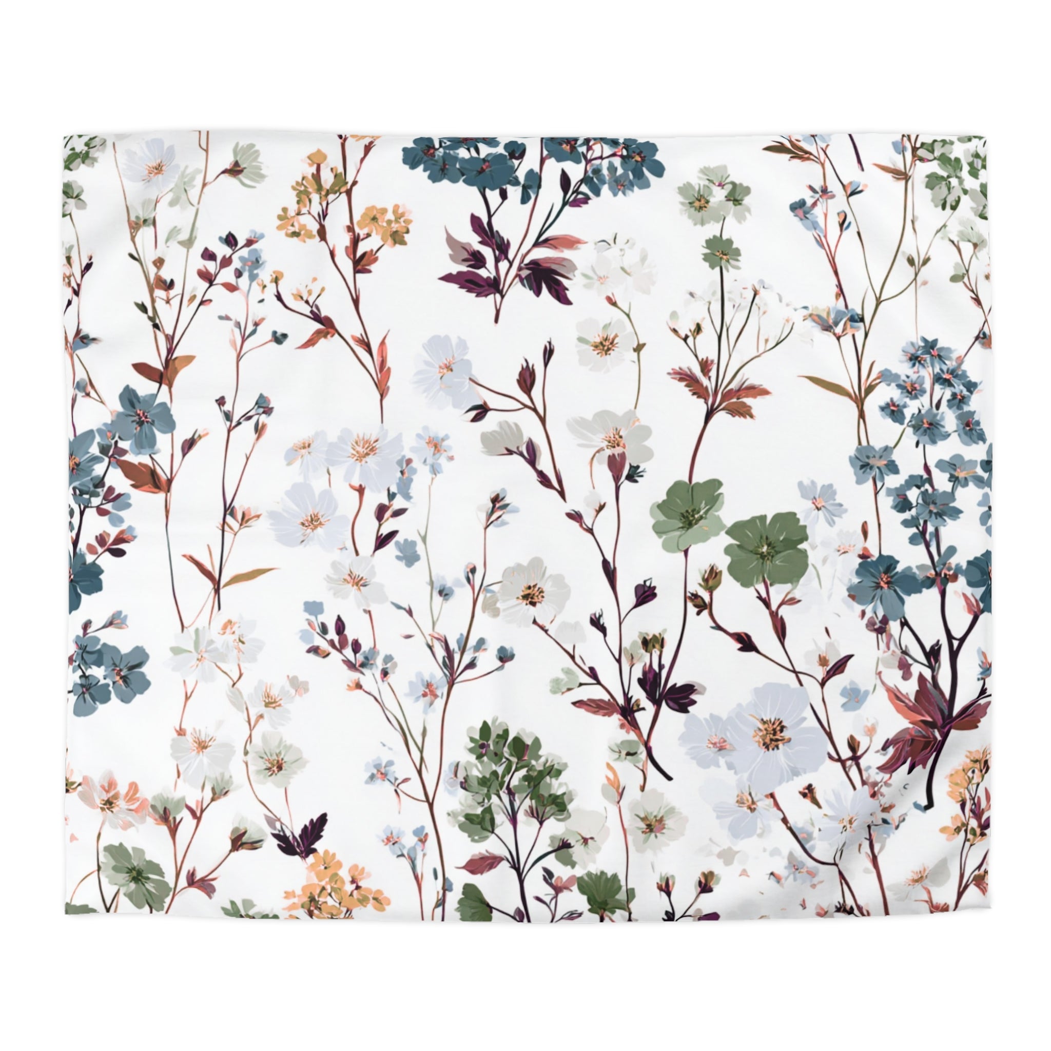 Floral Modern Duvet, Pillow Cover | White Pink Bedroom Decor