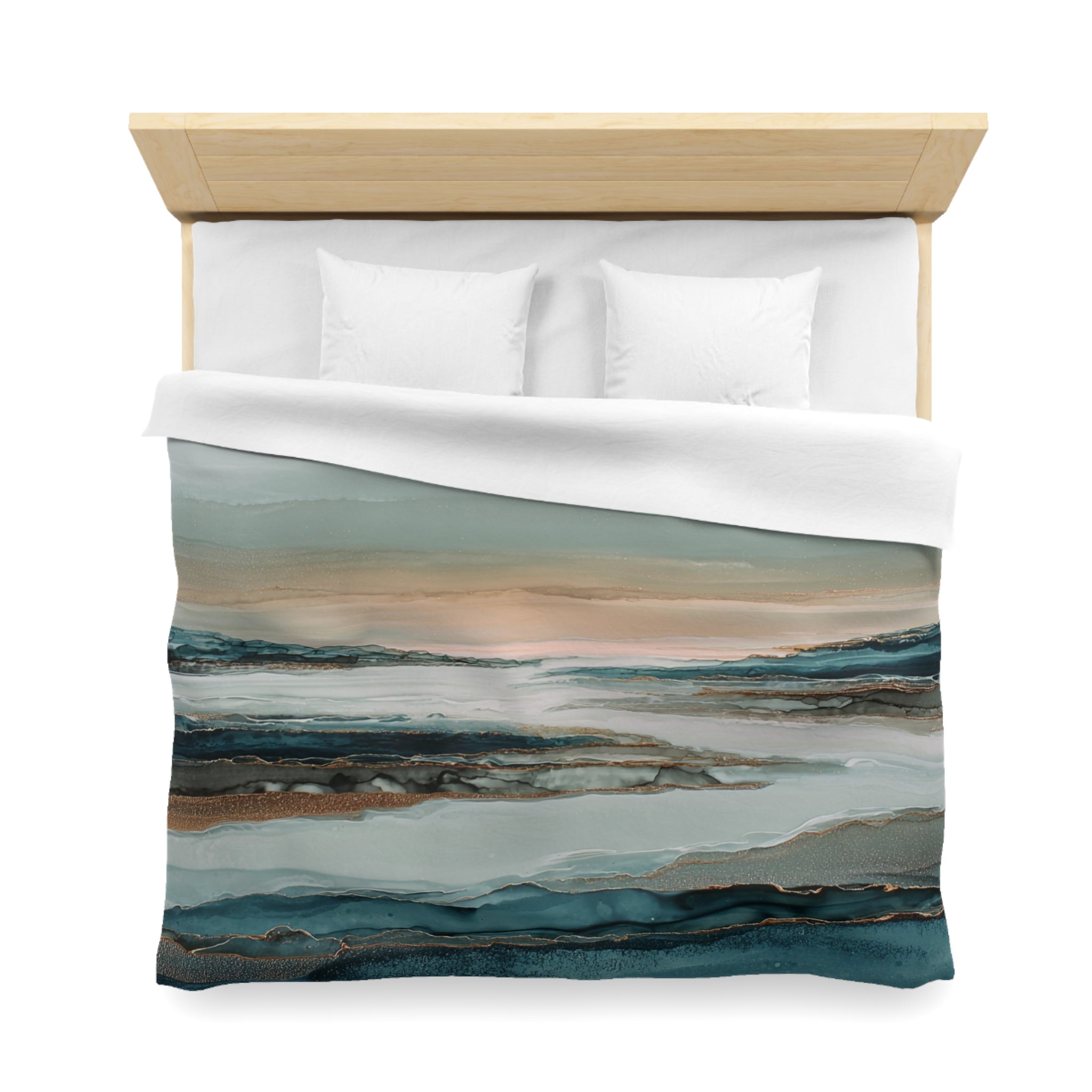 Modern Duvet, Pillow Cover | Blue Beige Bedroom Decor