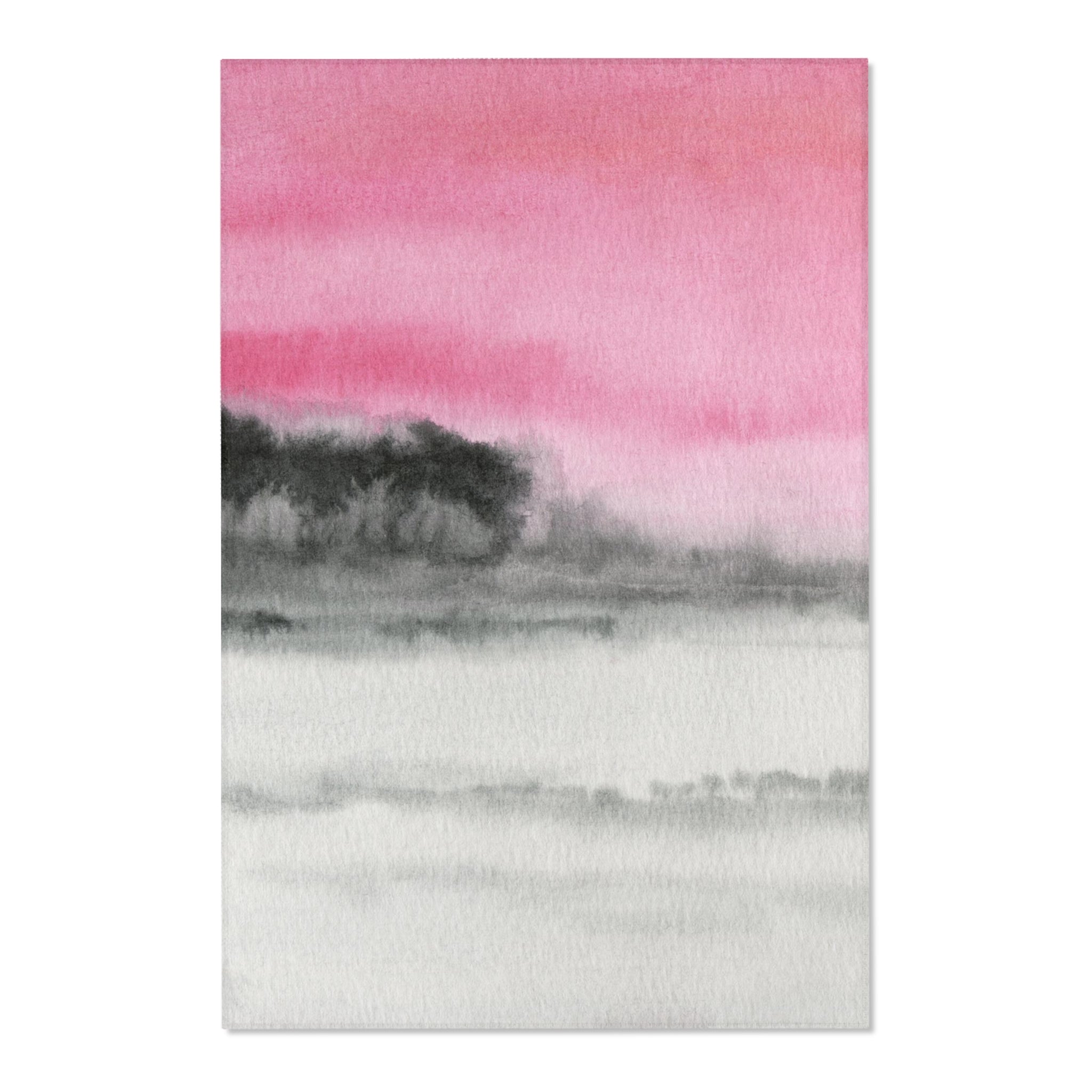 Abstract Area Rug | Pink, Gray Black Ombre, Landscape