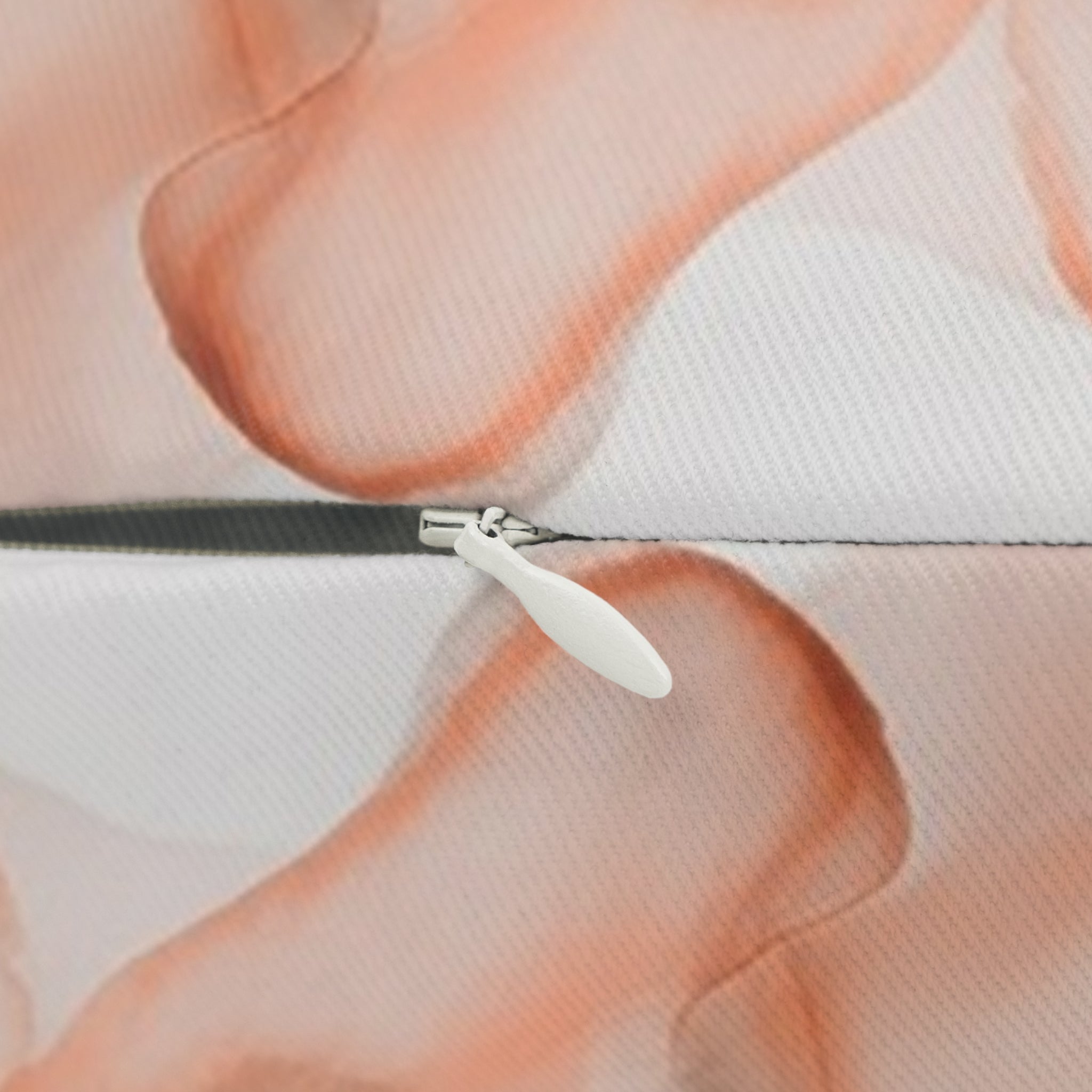 Abstract Floral Lumbar Pillow | Alcohol Ink, Orange Grey White Watercolor