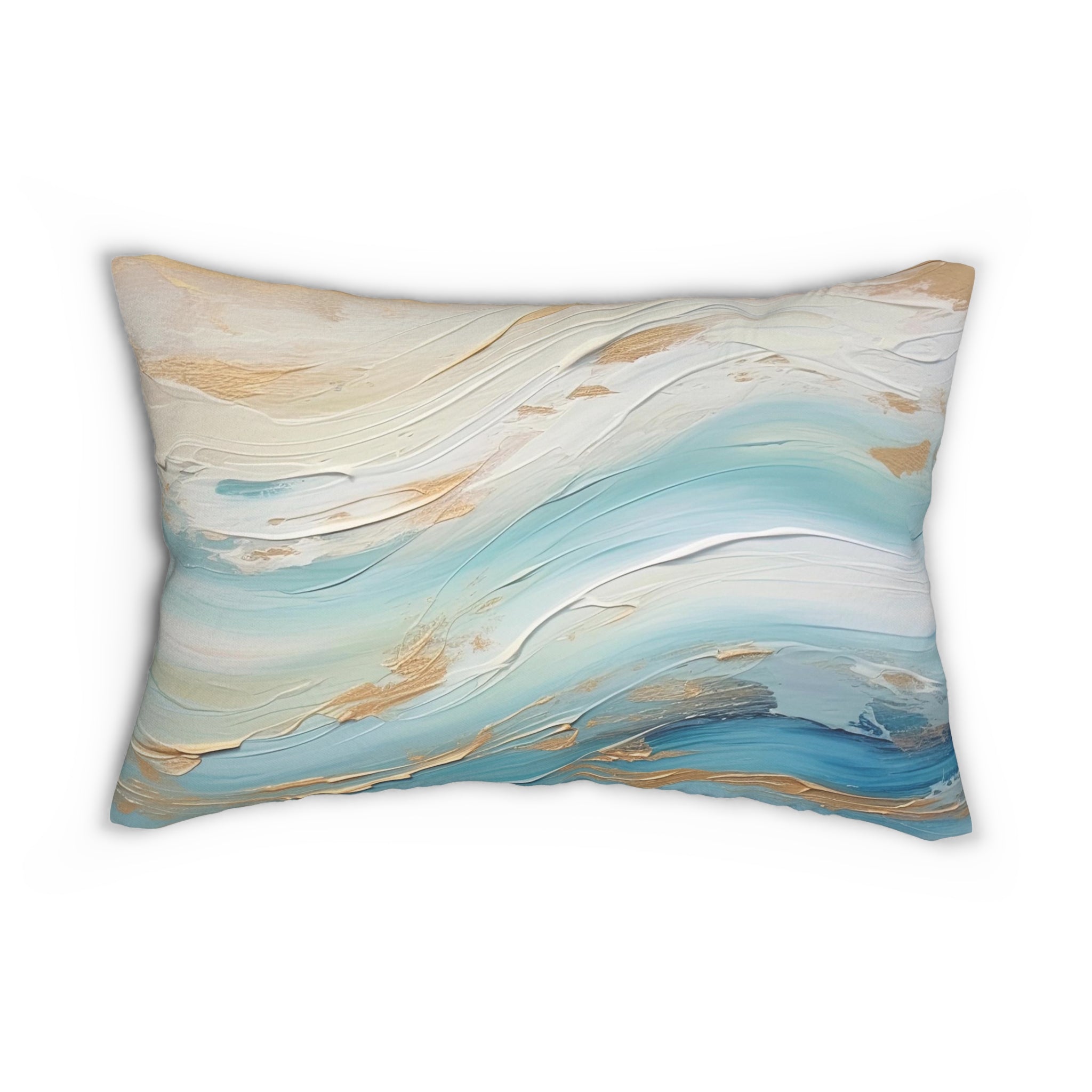 Abstract Lumbar Pillow | Teal Turquoise Ombre