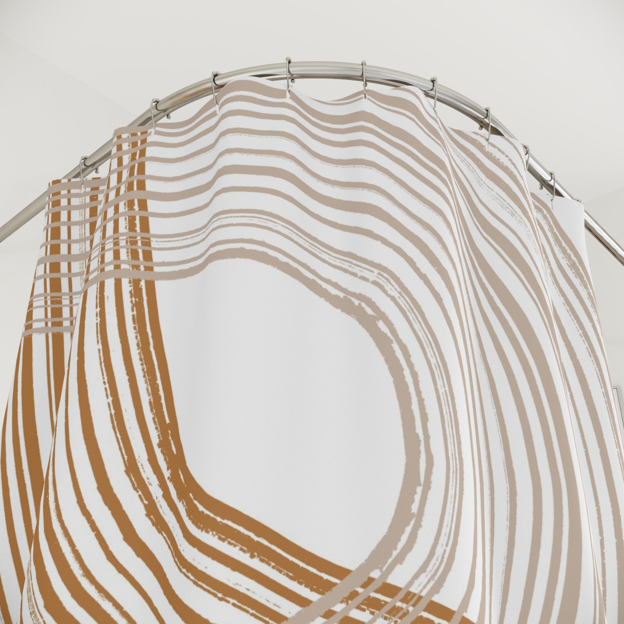 Abstract Shower Curtain | Earthy Neutral Fabric Curtain