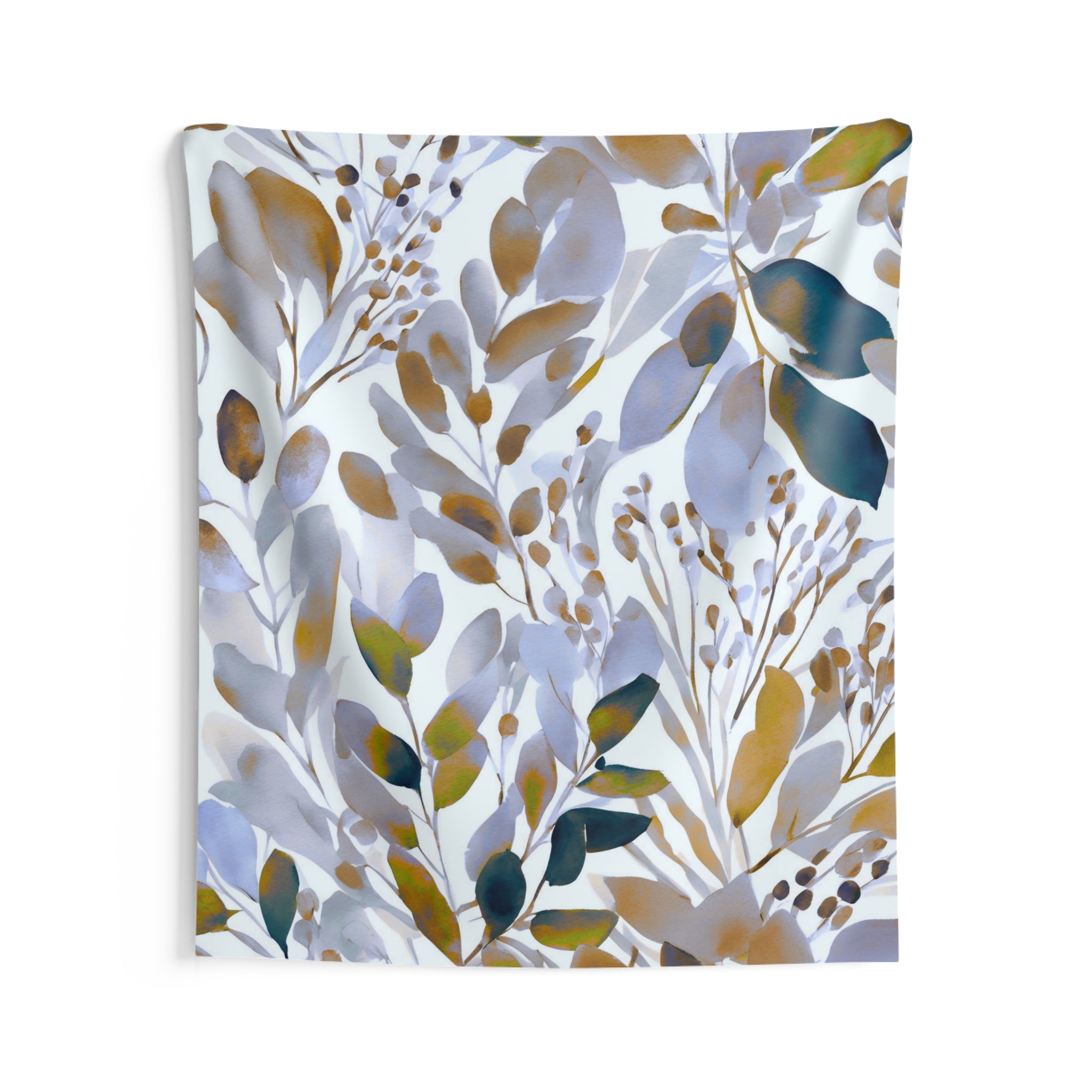 Abstract Wall Hanging Fabric Tapestry; Blue Yellow Watercolor