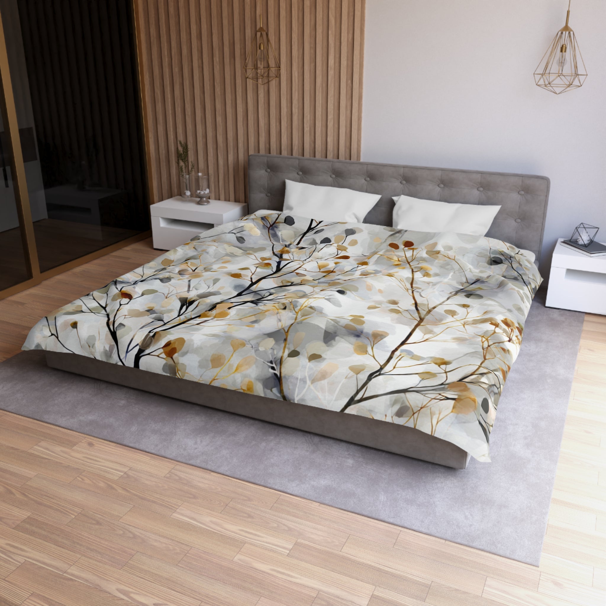Floral Duvet, Pillow Cover | White Beige Bedroom Decor