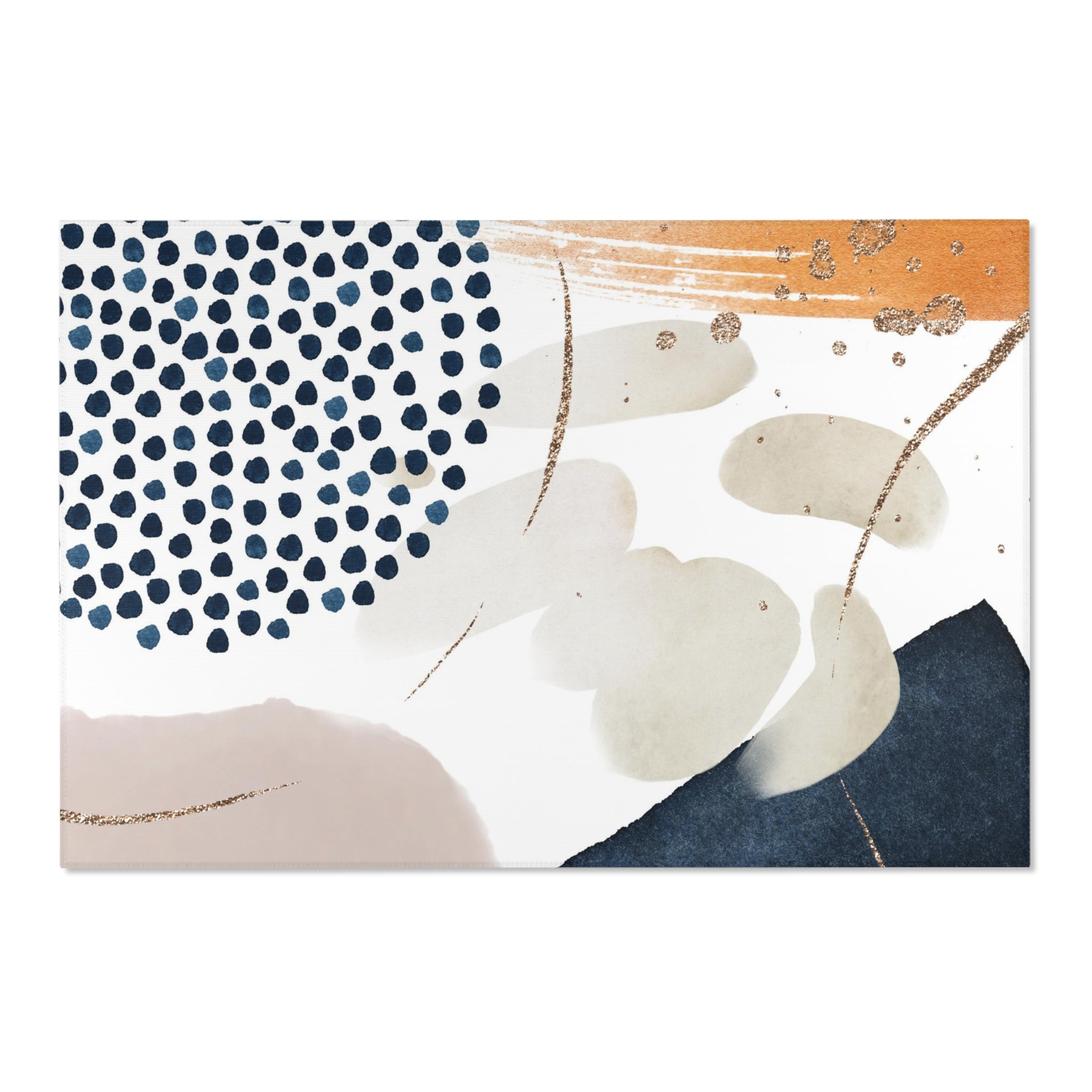 Abstract Boho Area Rug | Navy Blue, Blush Beige, Burnt Orange