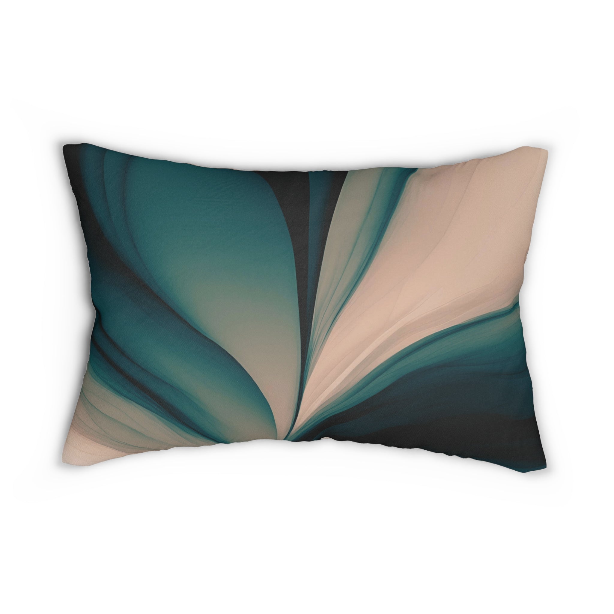 Abstract Lumbar Pillow | Beige, Dark Hunter Green