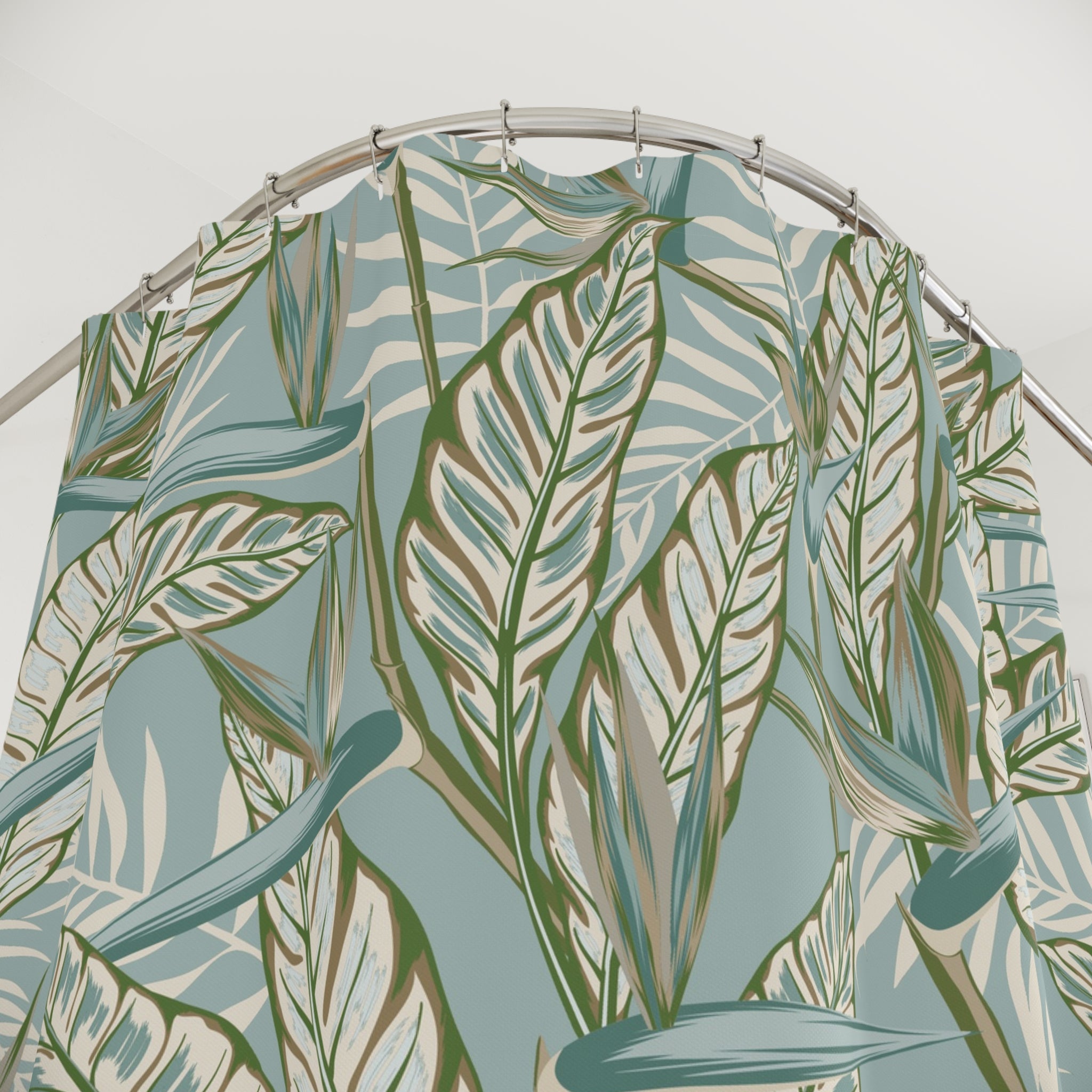 Floral Shower Curtain | Tropical Leaves Bathroom Decor