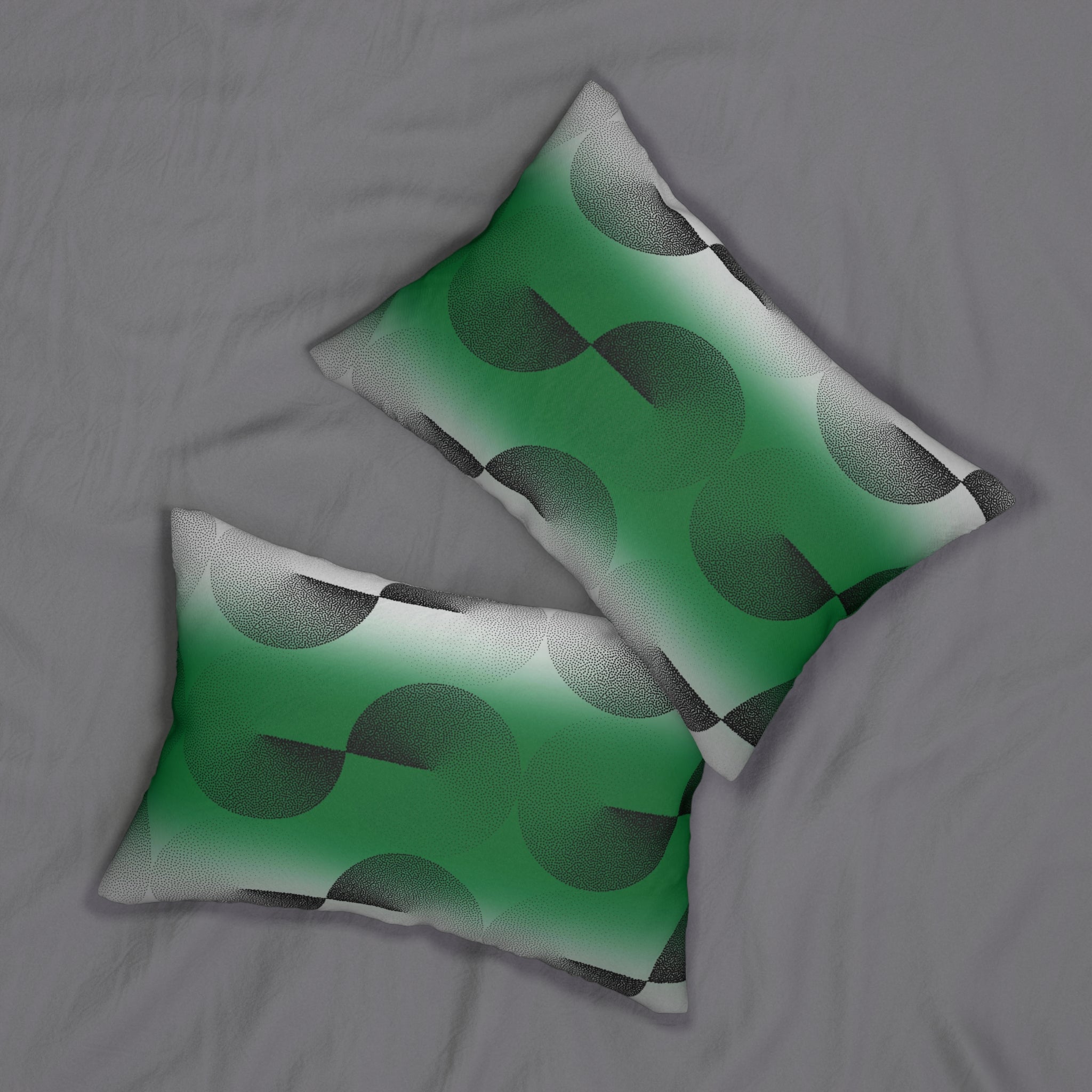 Abstract Lumbar Pillow | Green Black, White Ombre Geometric