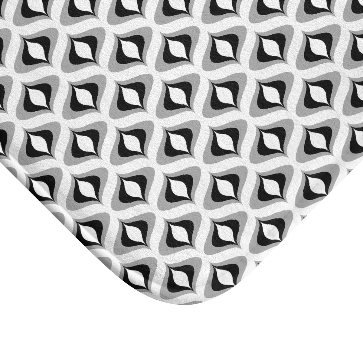Black Grey Retro Ogee Bath Mat, Mid-Century Bathroom Rug