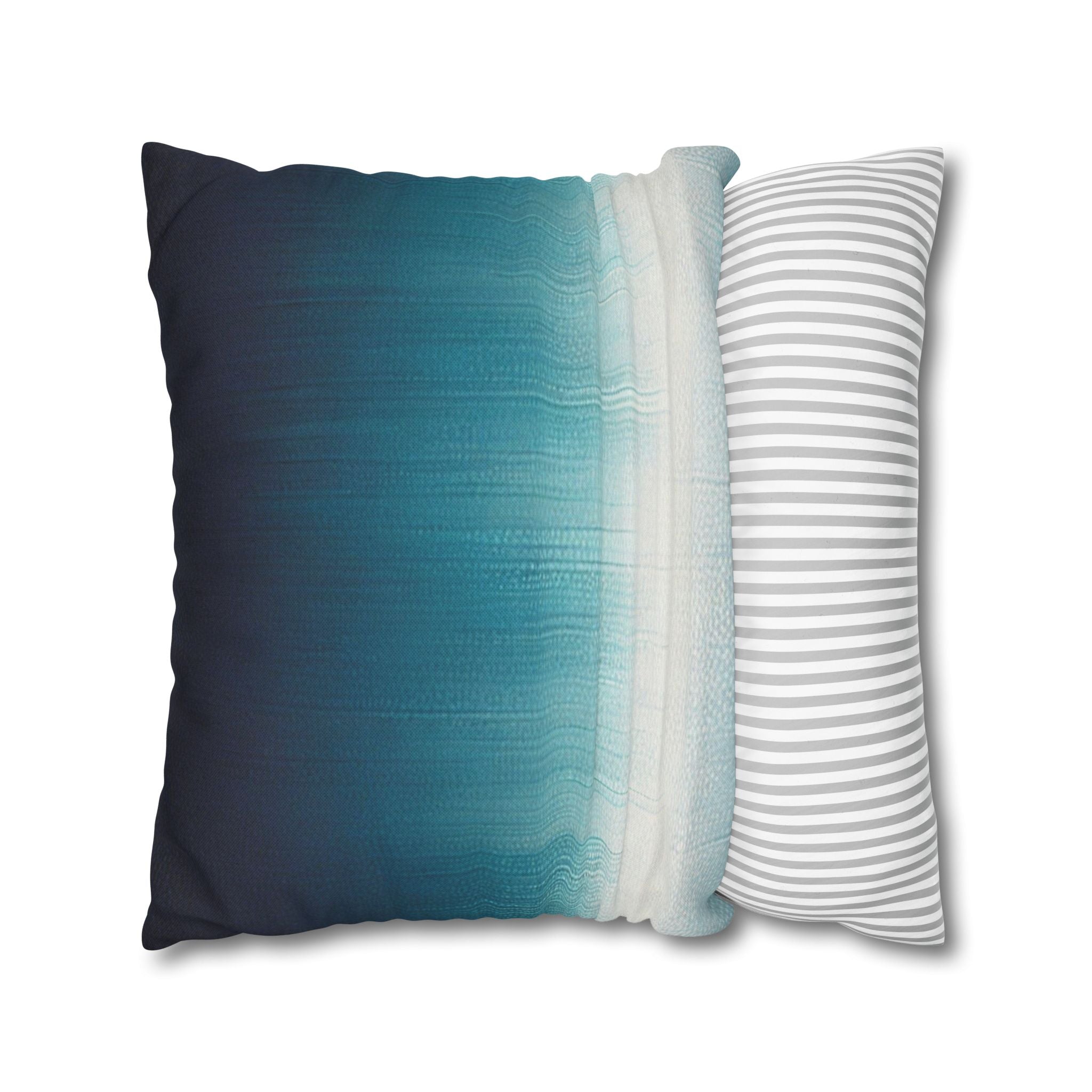 Abstract Pillow Cover | Navy Teal Blue, Off White Ombre