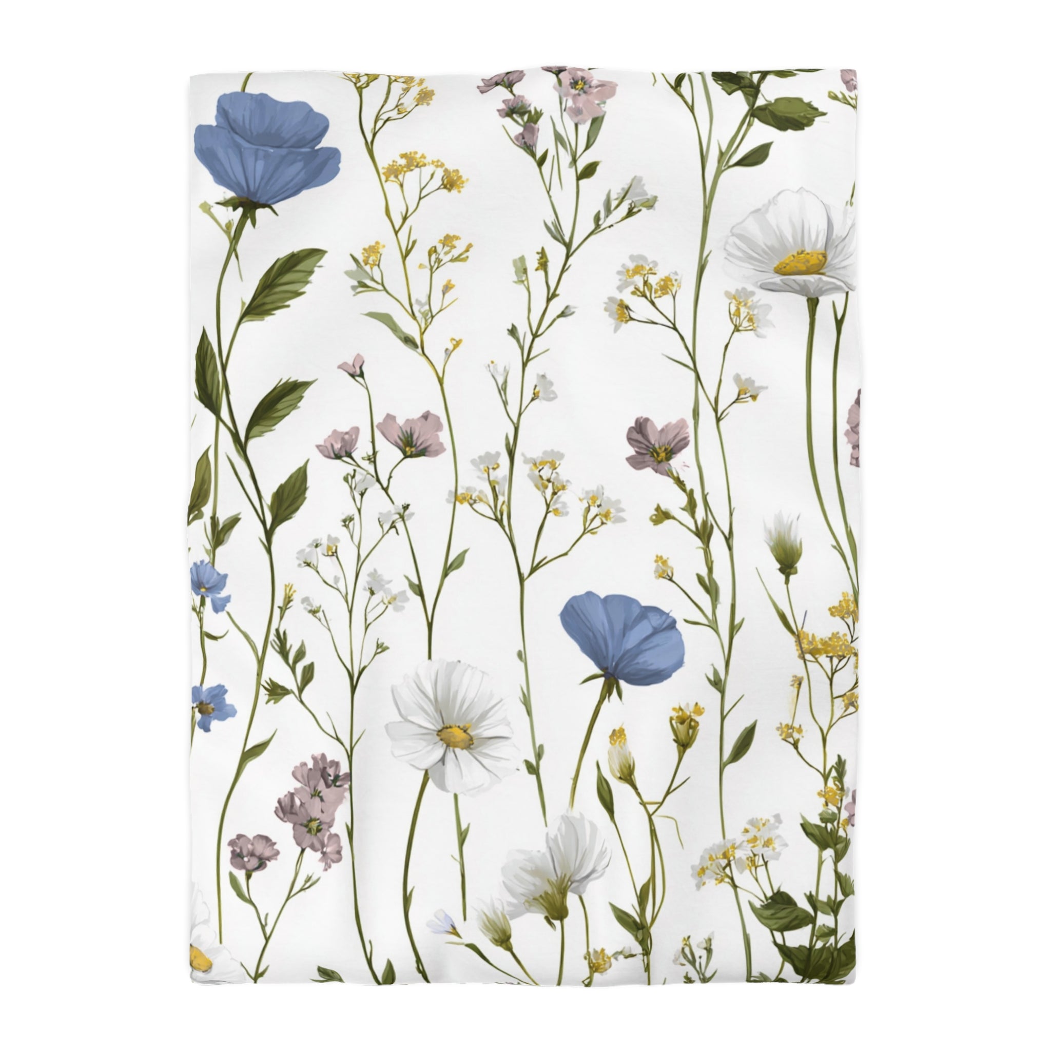 Floral Modern Duvet, Pillow Cover | White Blue Bedroom Decor