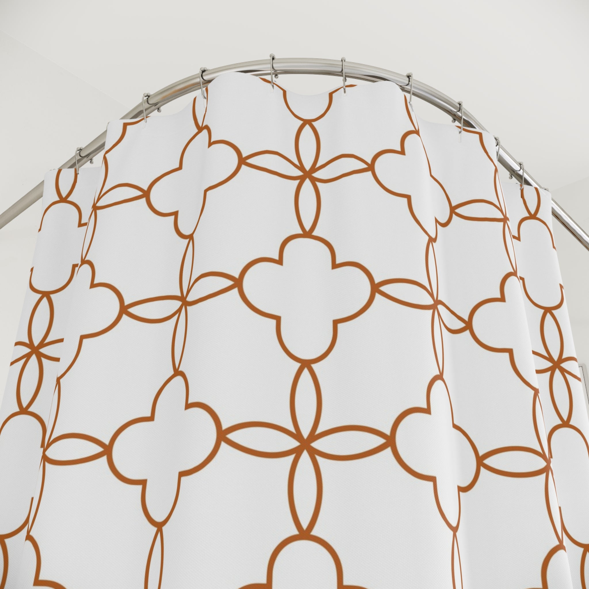 Art Deco Shower Curtain | White Brown Beige