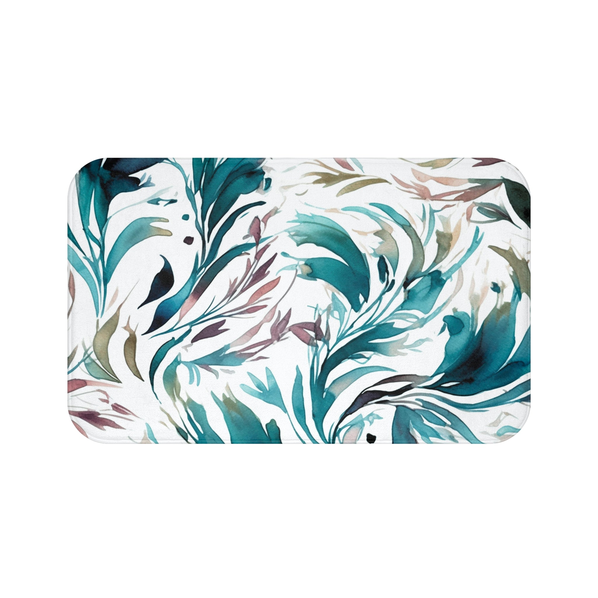 Abstract Bath, Kitchen Mat | Teal Green, White Colorful