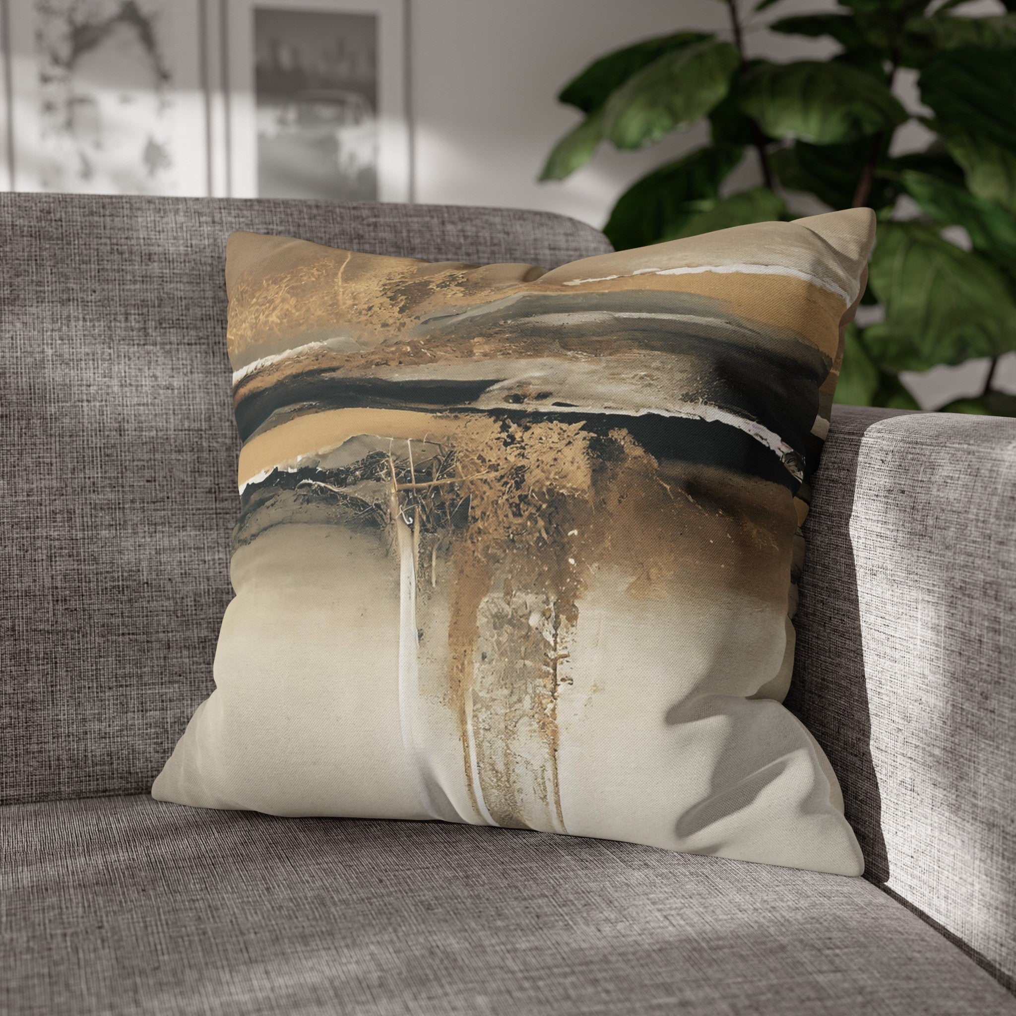 Abstract Pillow Cover | Modern Ombre, Blue Beige, Grey