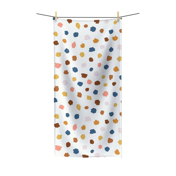 Abstract Bath Beach Towel | Colorful Blue Rust Yellow Pink