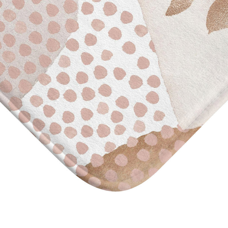 Abstract Bath Mat, Kitchen Mat | Blush Pink, White, Beige, Navy Blue Mat
