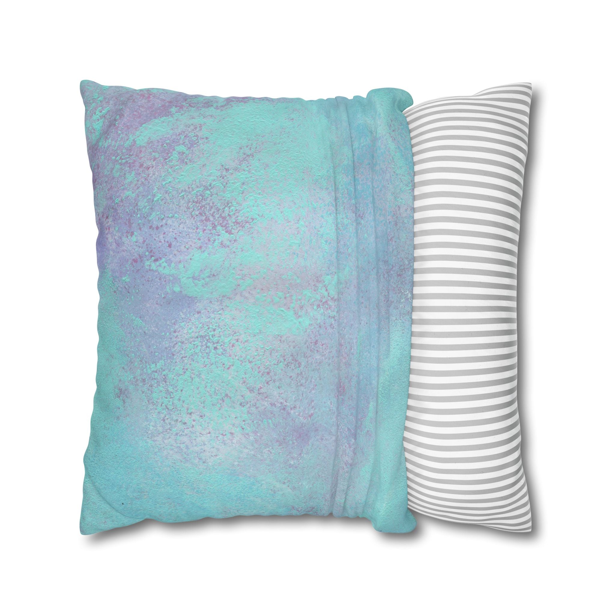 Square Poly Canvas Pillowcase | Mint Teal Turquoise, Lavender