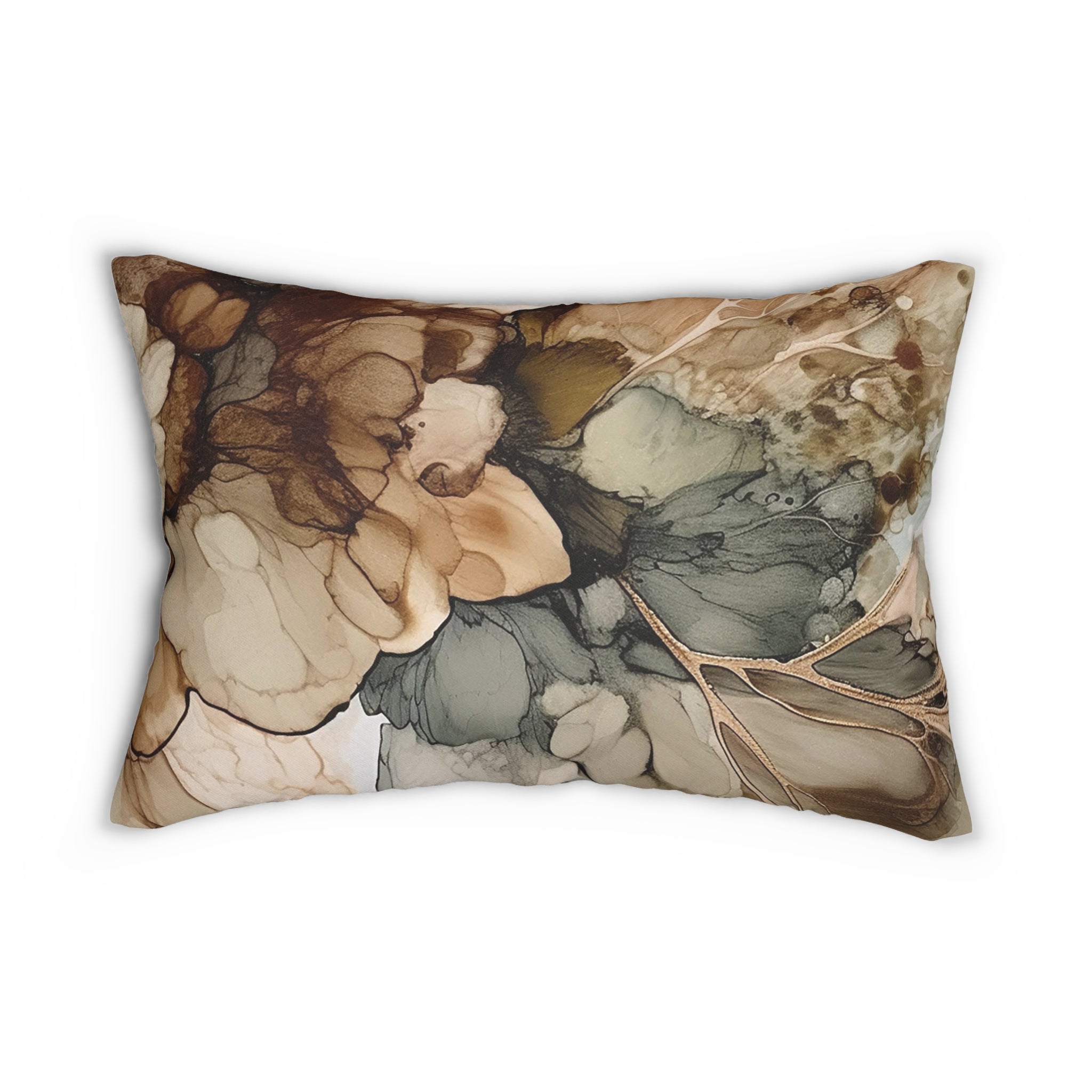 Abstract Lumbar Pillow | Neutral Brown Liquid Alcohol Ink