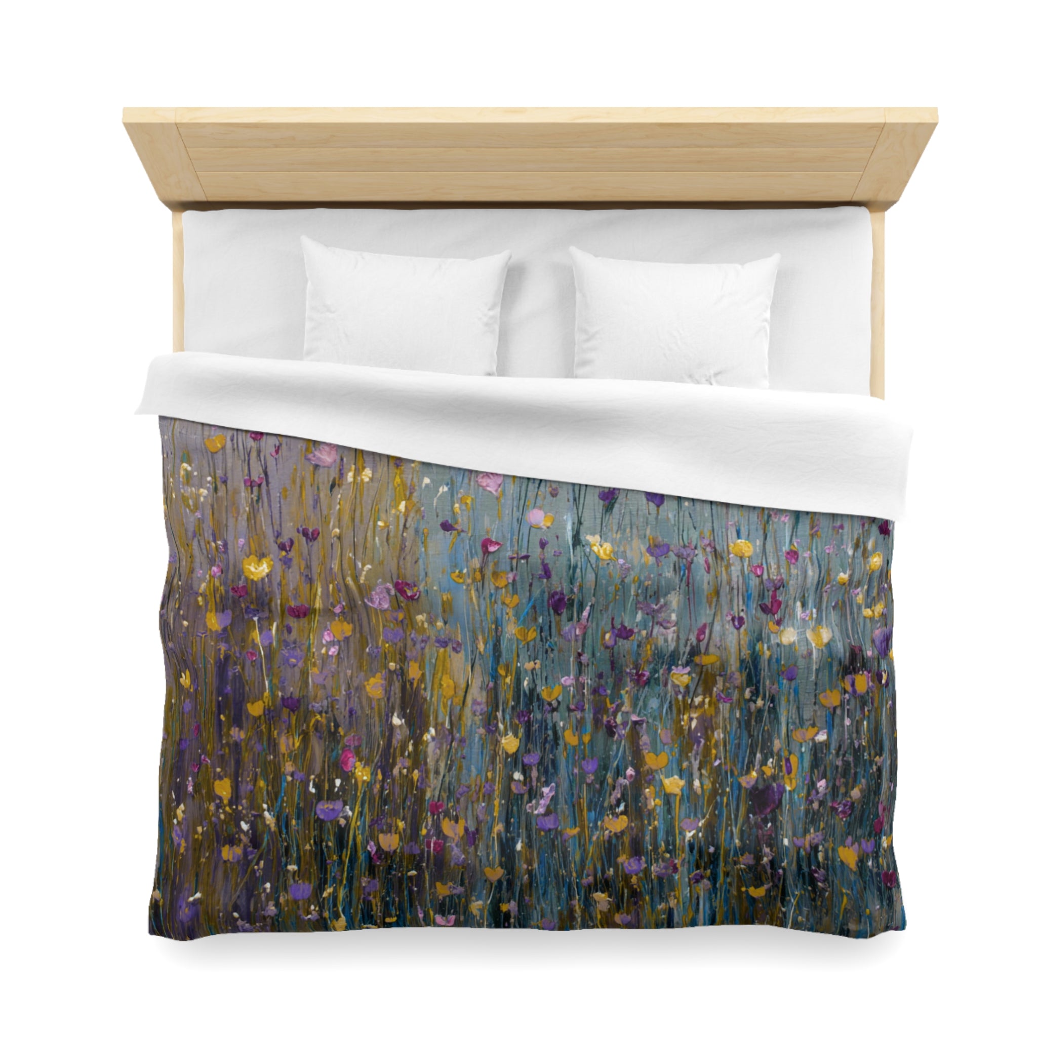 Floral Duvet, Pillow Cover | Grey Blue Yellow Bedroom Decor
