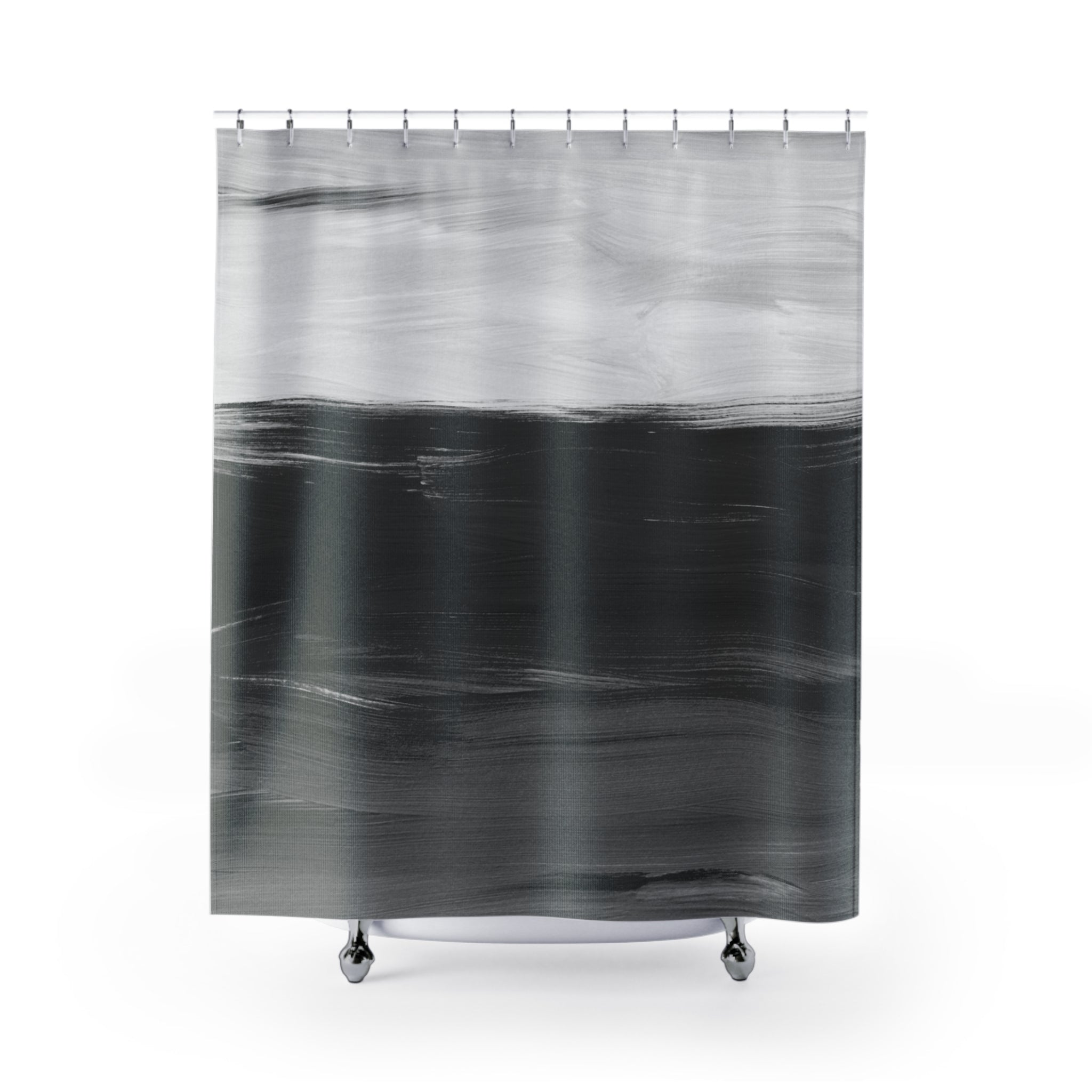 Abstract Shower Curtain | Grey Black Ombre Fabric Curtain