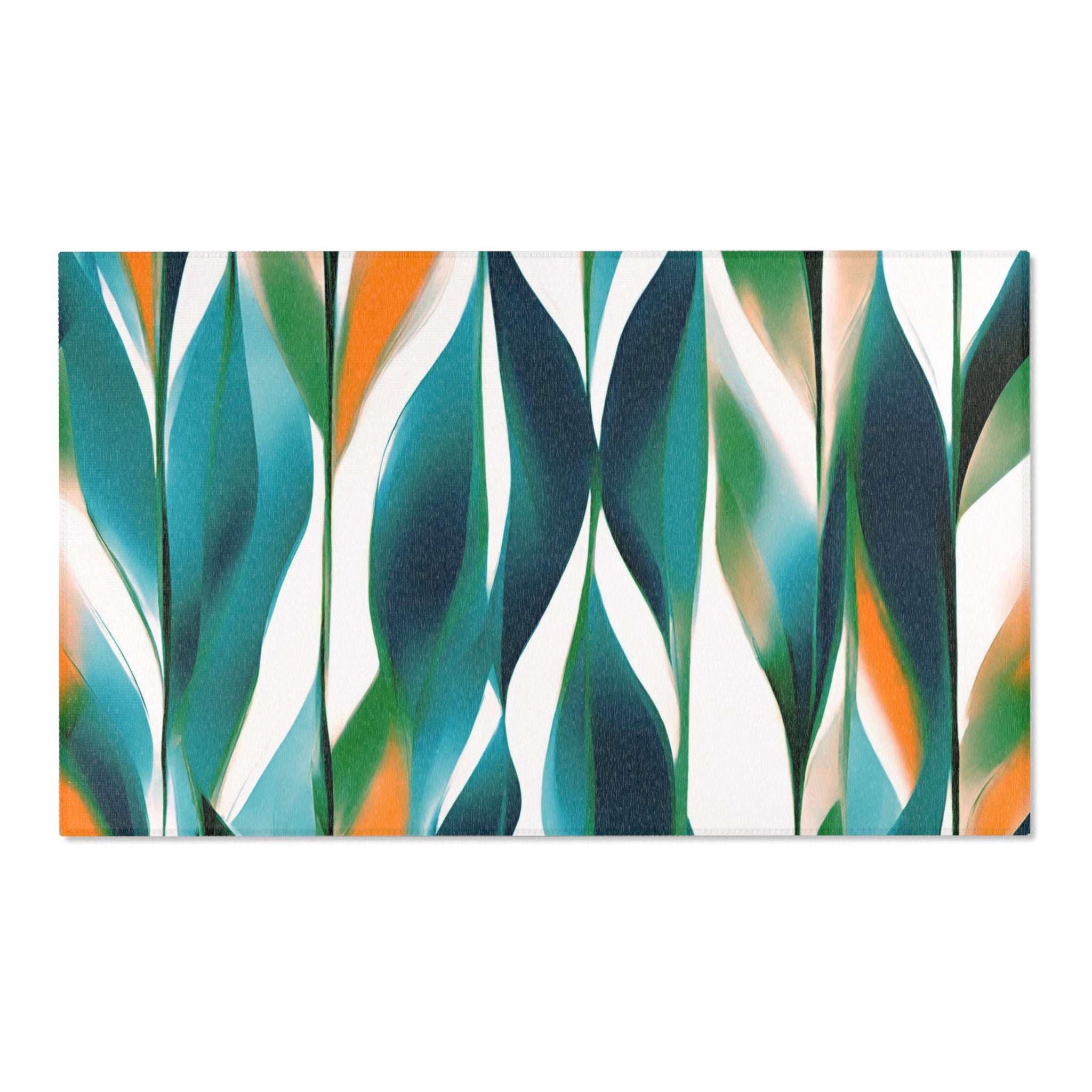 Abstract Large Area Rug | Modern Rug, Teal Navy Blue, White Orange