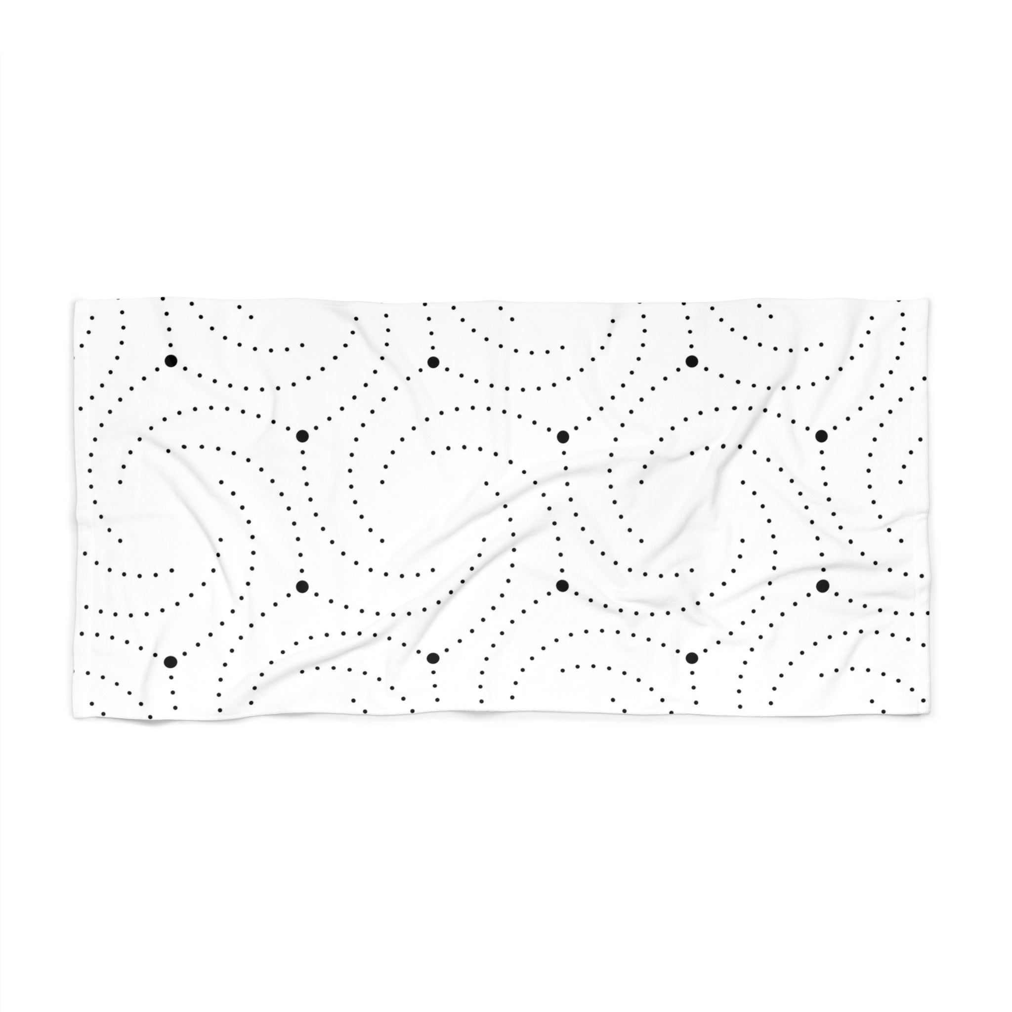 Art Deco Bath, Beach Towel | Black White Minimalist Geometric