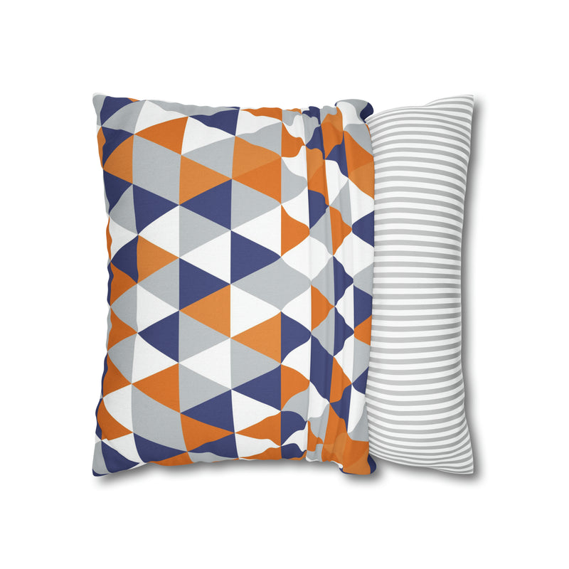 Abstract Pillow Cover | Orange Blue White Gray Geometric