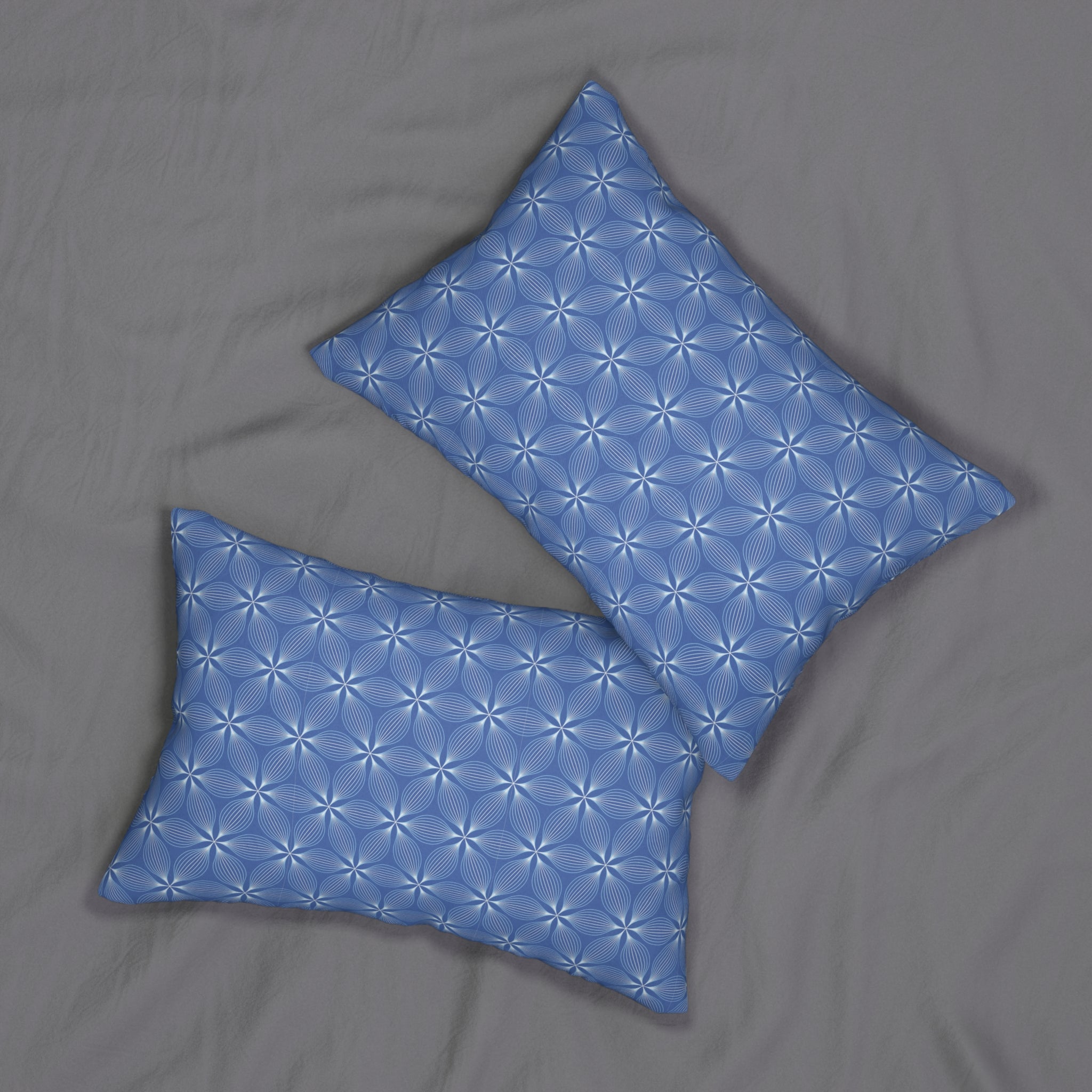 Abstract Pattern Lumbar Pillow | Indigo Blue White