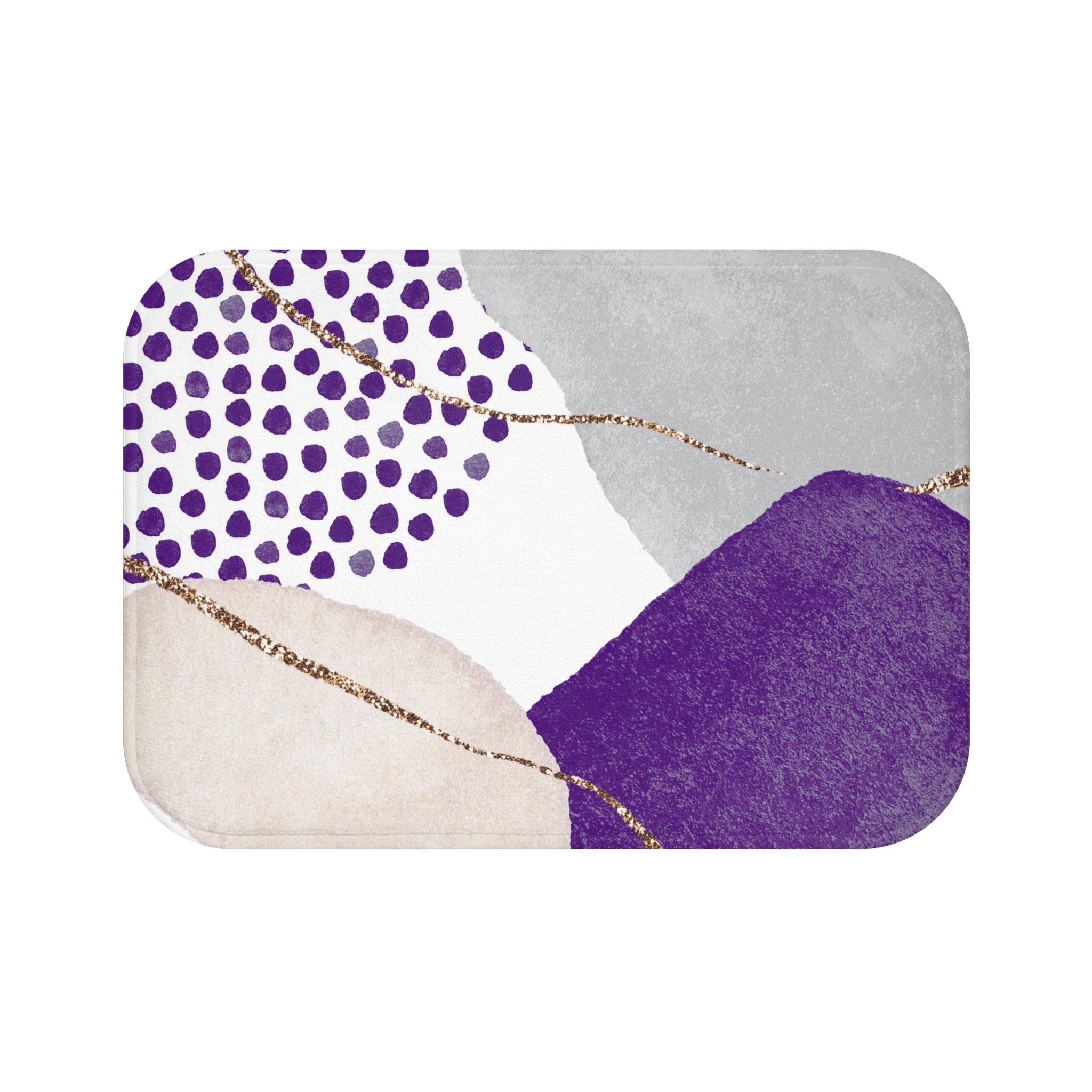 Boho Abstract Bath Mat | Modern Grey, Lilac Purple Beige