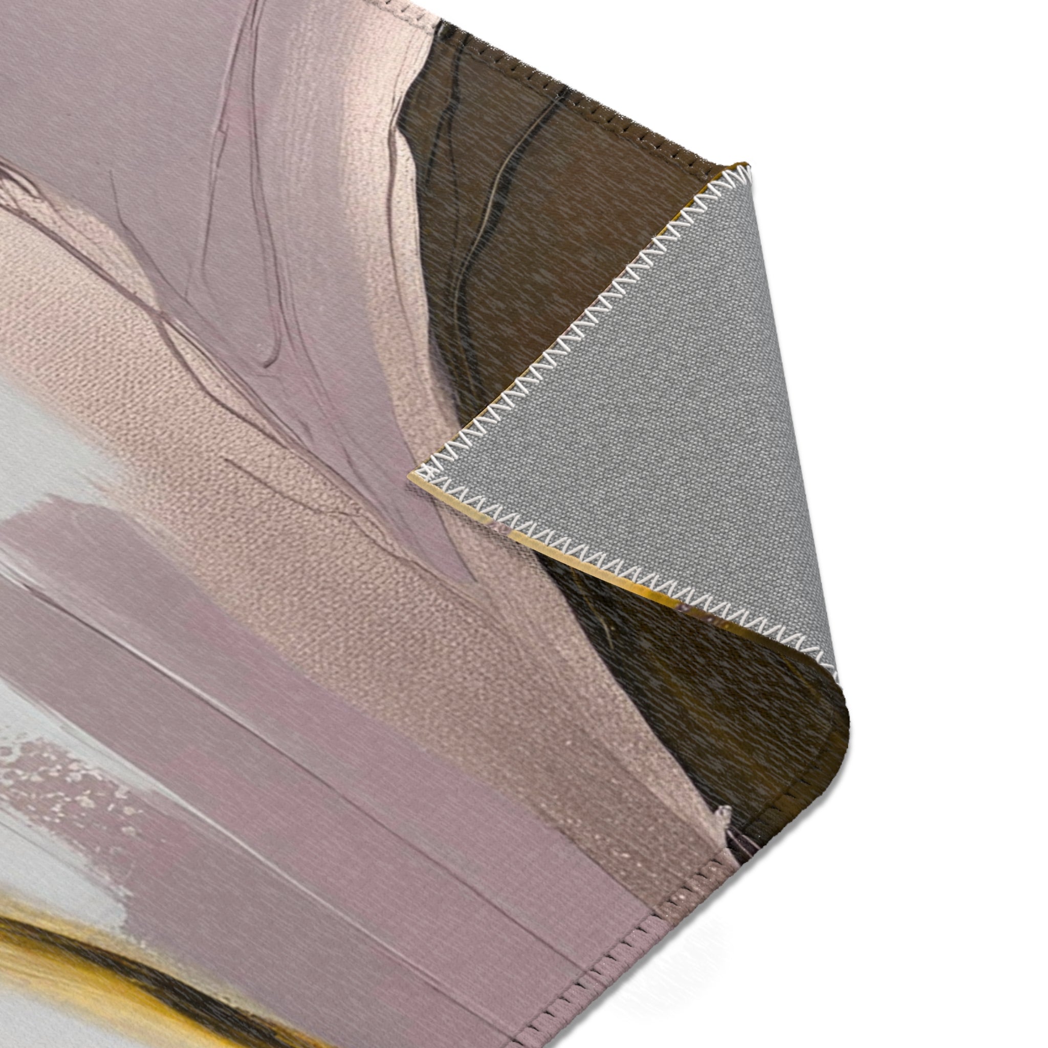 Abstract Area Rug | Muted Gold, White Yellow Brown Mauve