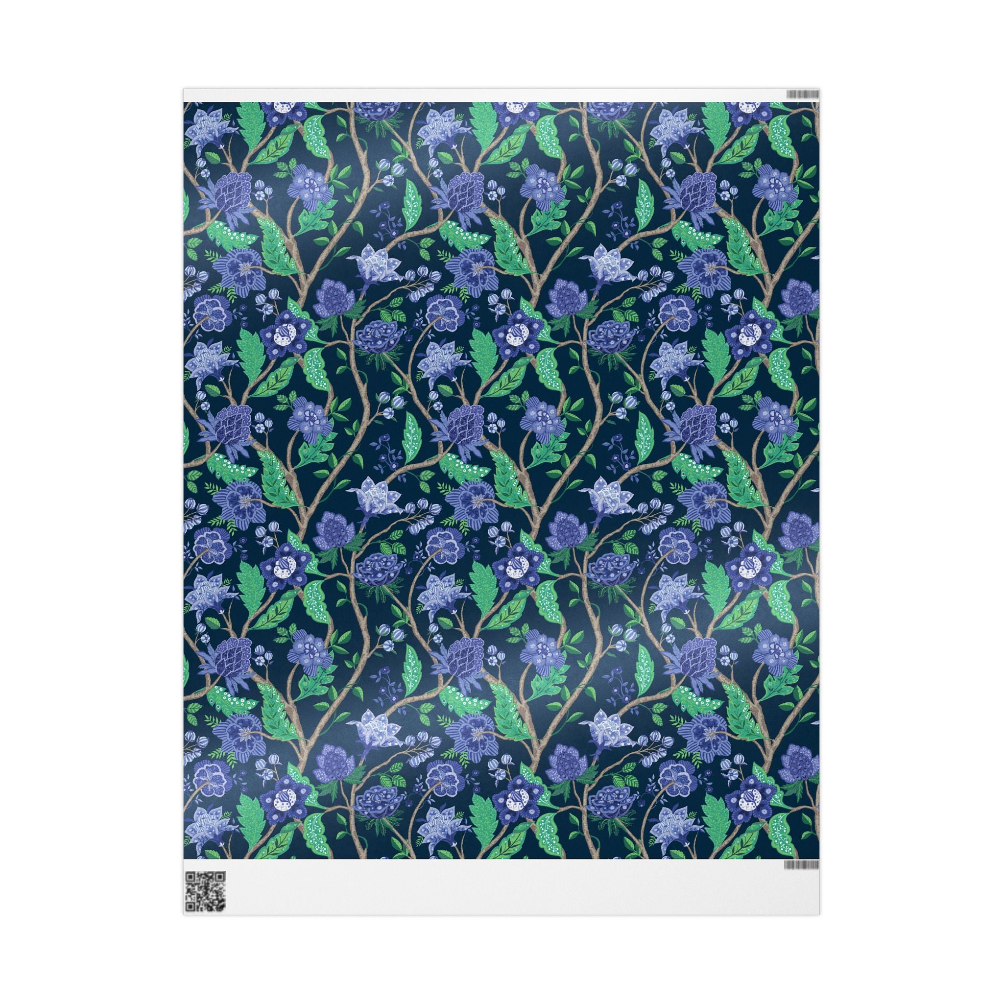 Wrapping Paper | Blue Green Floral Gift Wrap for the Holidays, Birthdays