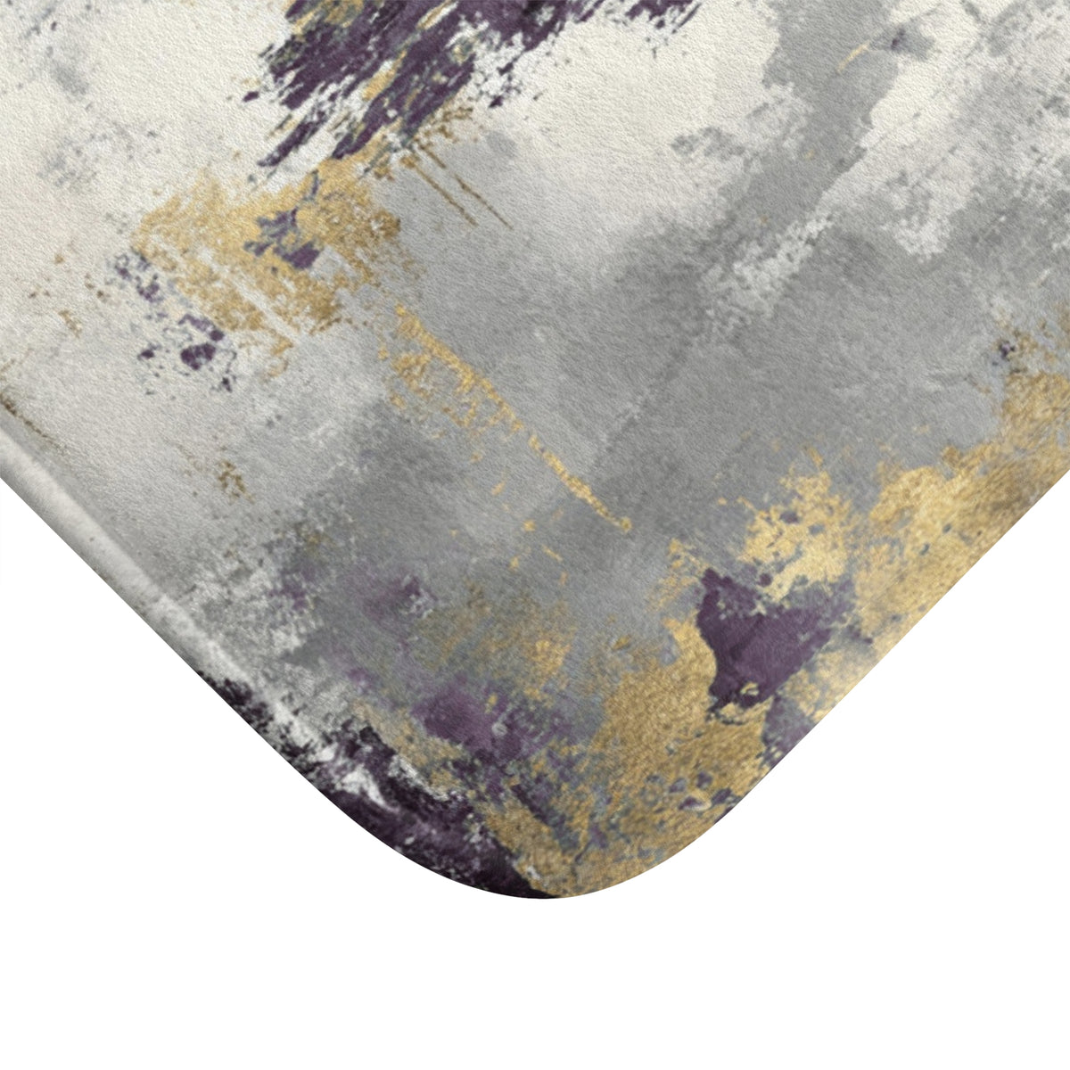 Aubergine Grey Ochre Abstract Bath Mat, Moody Bathroom Rug