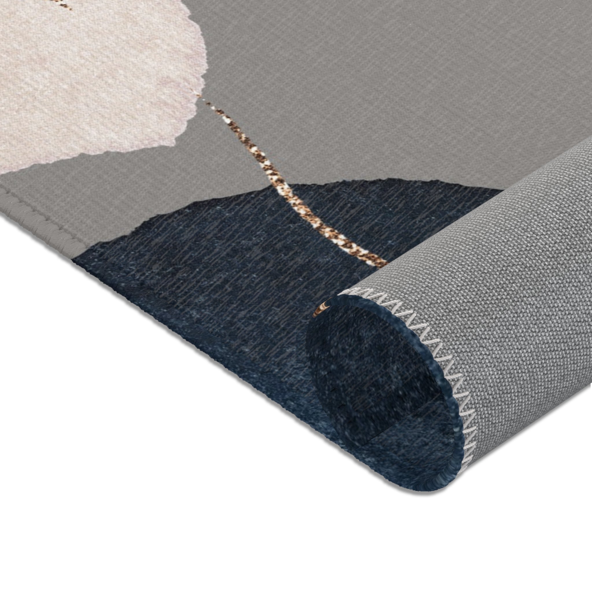 Area Rugs, Grey Navy Blue, Ivory Abstract Watercolor