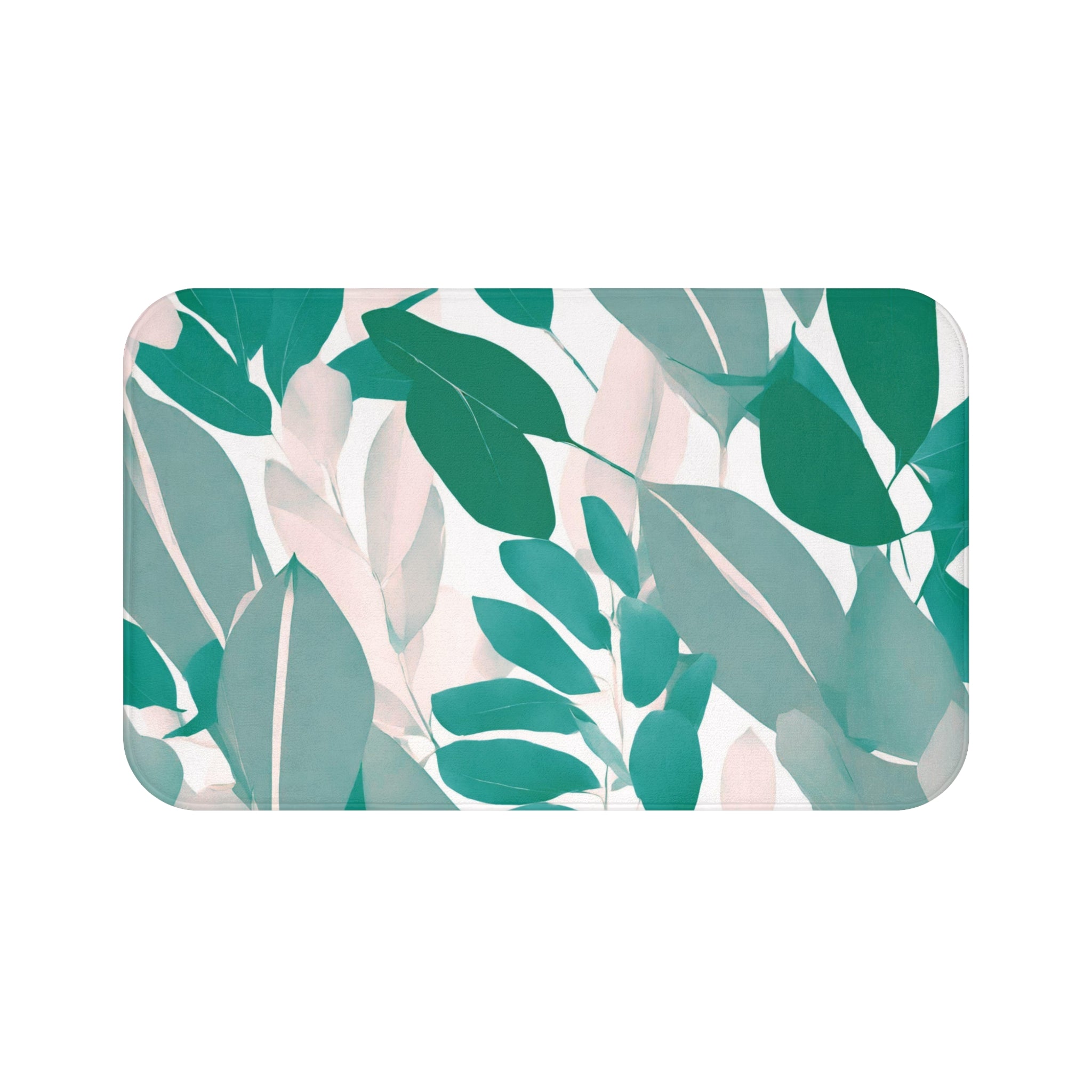 Kitchen, Bath Mat | Floral Sage Teal Green, Blush Pink