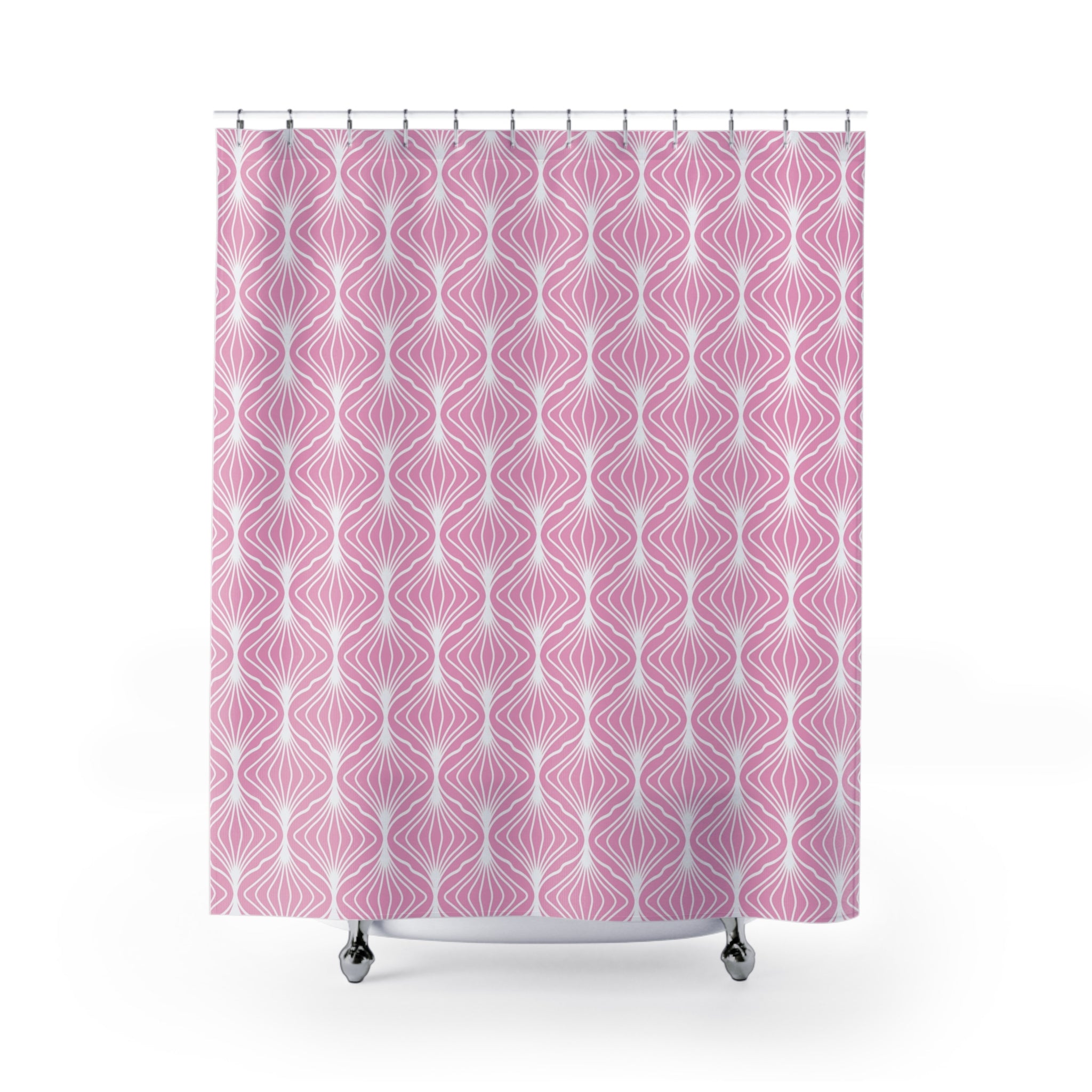 Art Deco Shower Curtain | Pink White Art Nouveau