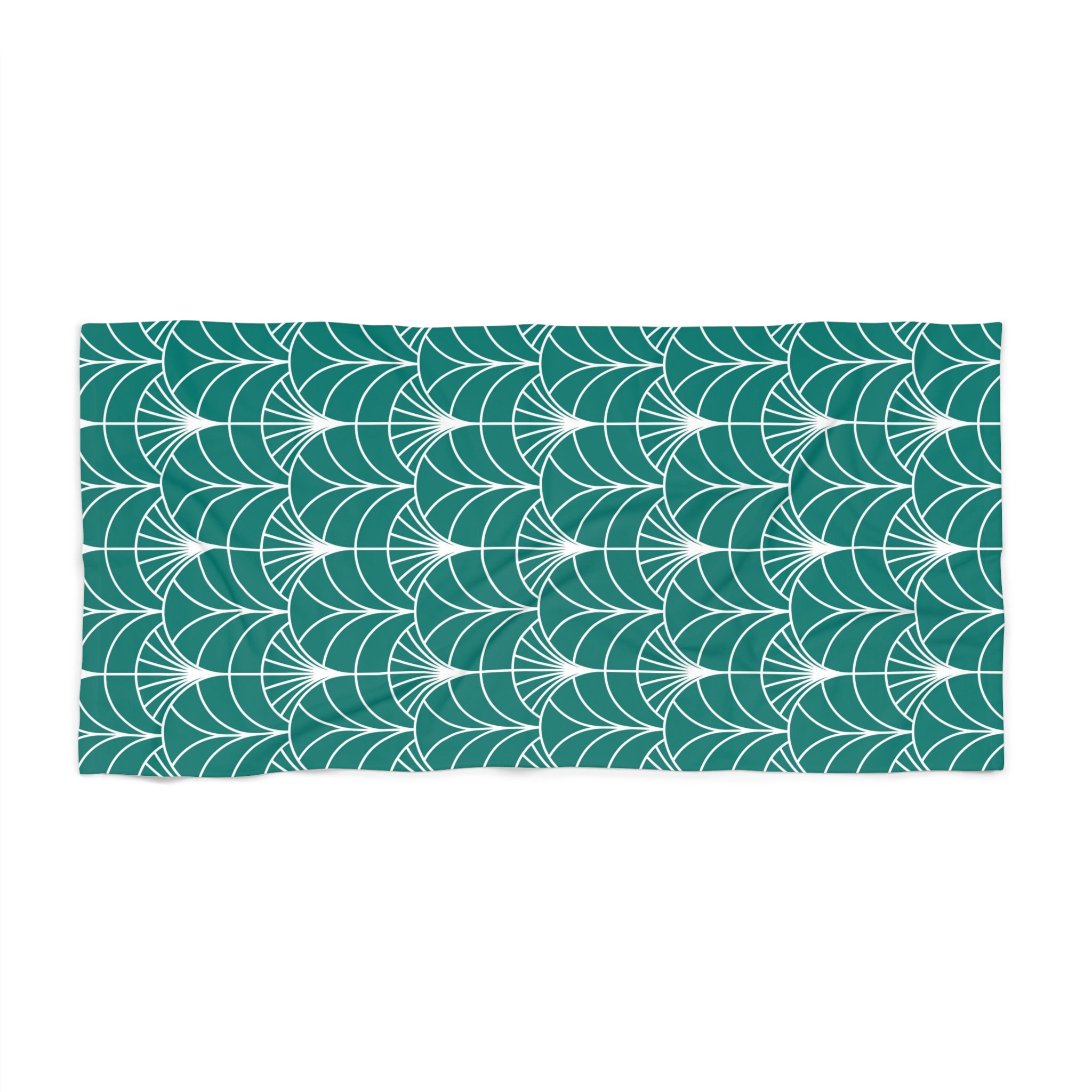 Bath, Beach Towel | Art Deco Sea Green White