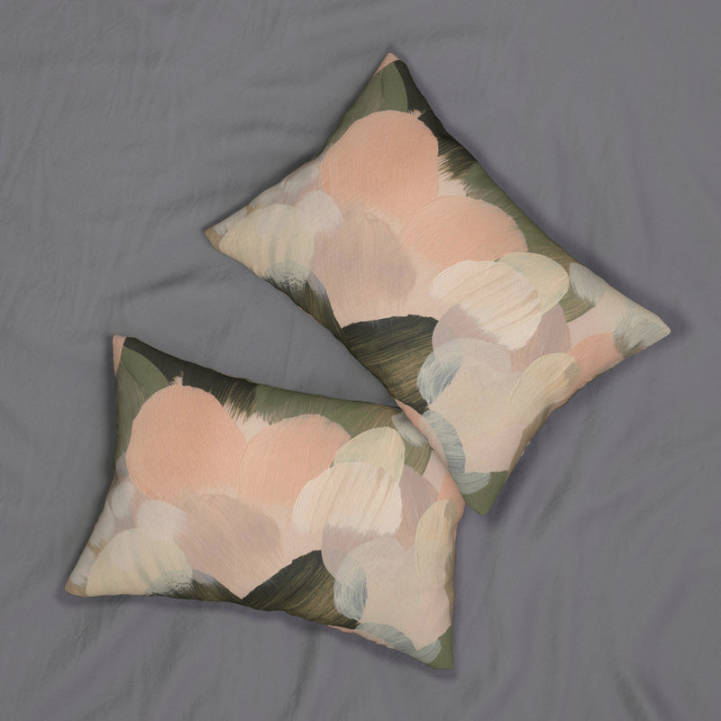 Abstract Lumbar Pillow | Blush, Beige Dark Olive Green