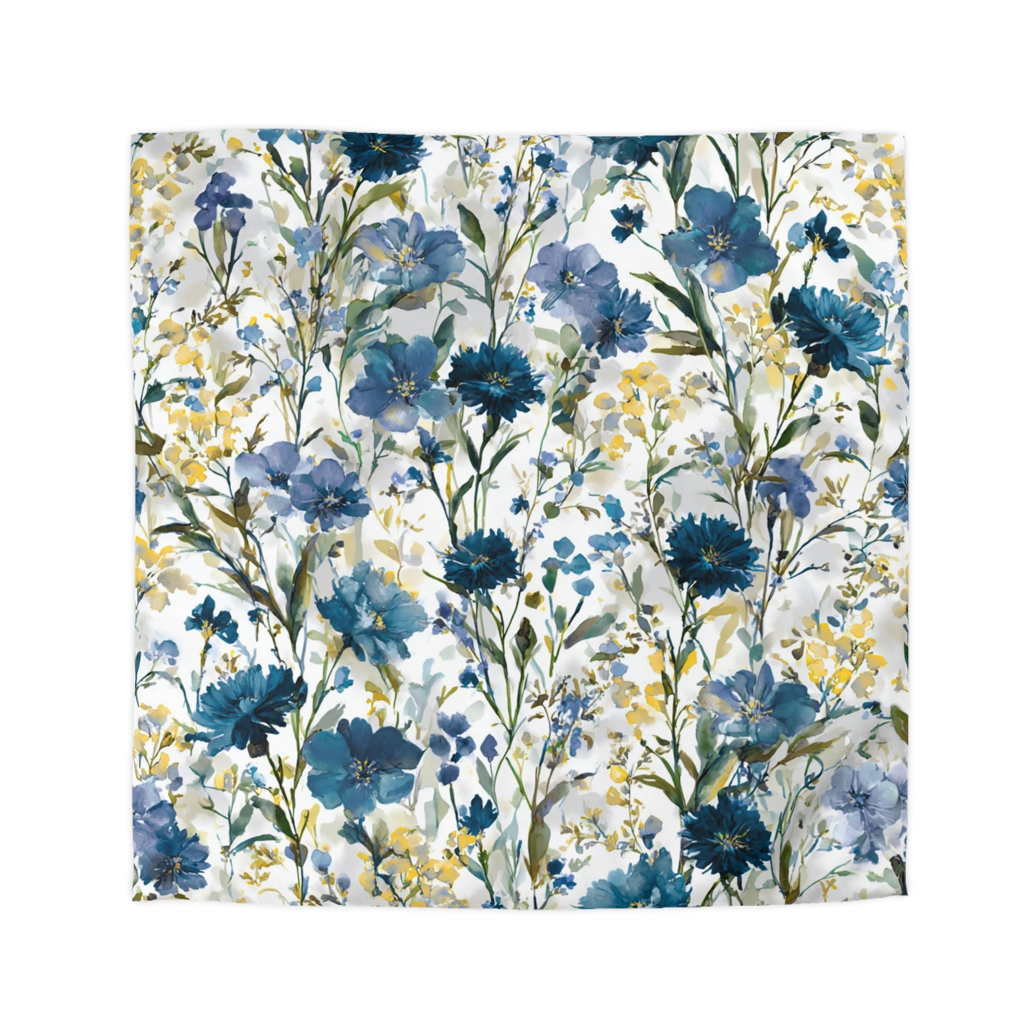 Floral Modern Duvet, Pillow Cover | Blue Yellow Bedroom Decor