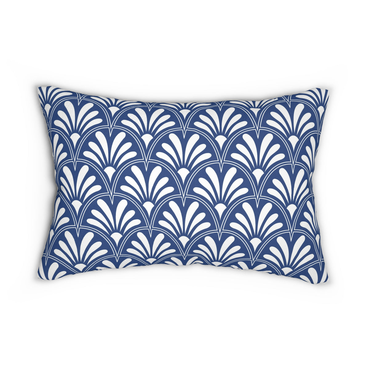 Cobalt Blue Deco Fan Lumbar Pillow 14x20, Art Nouveau Accent Pillow