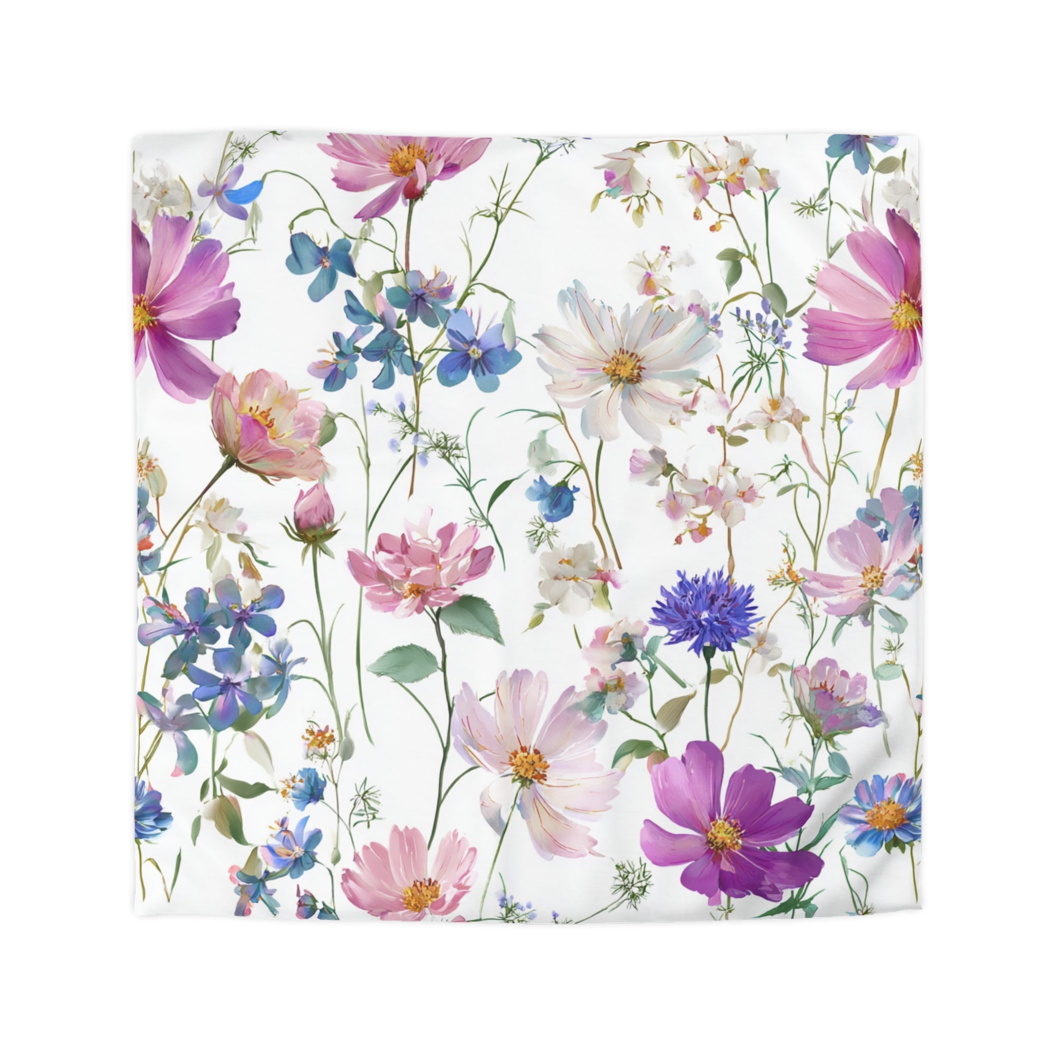 a vibrant and colorful floral pattern, with various types of flowers and foliage arranged in a visually appealing manner.