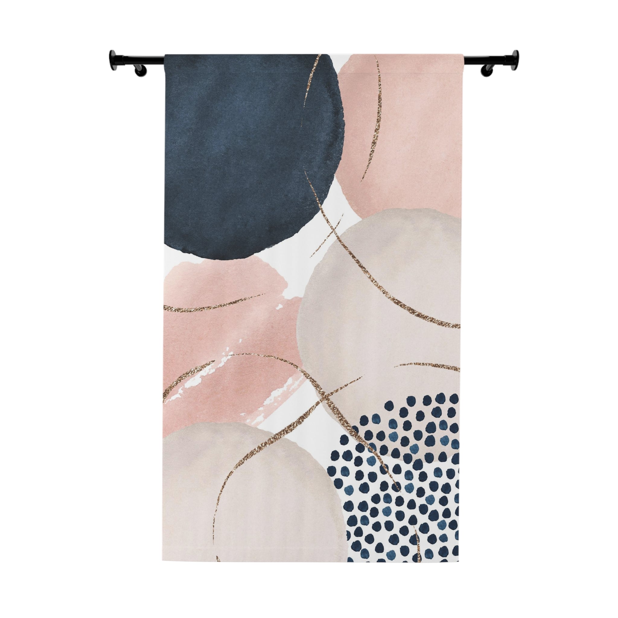 Abstract Window Curtains | Blush Pink, Navy Blue Ivory