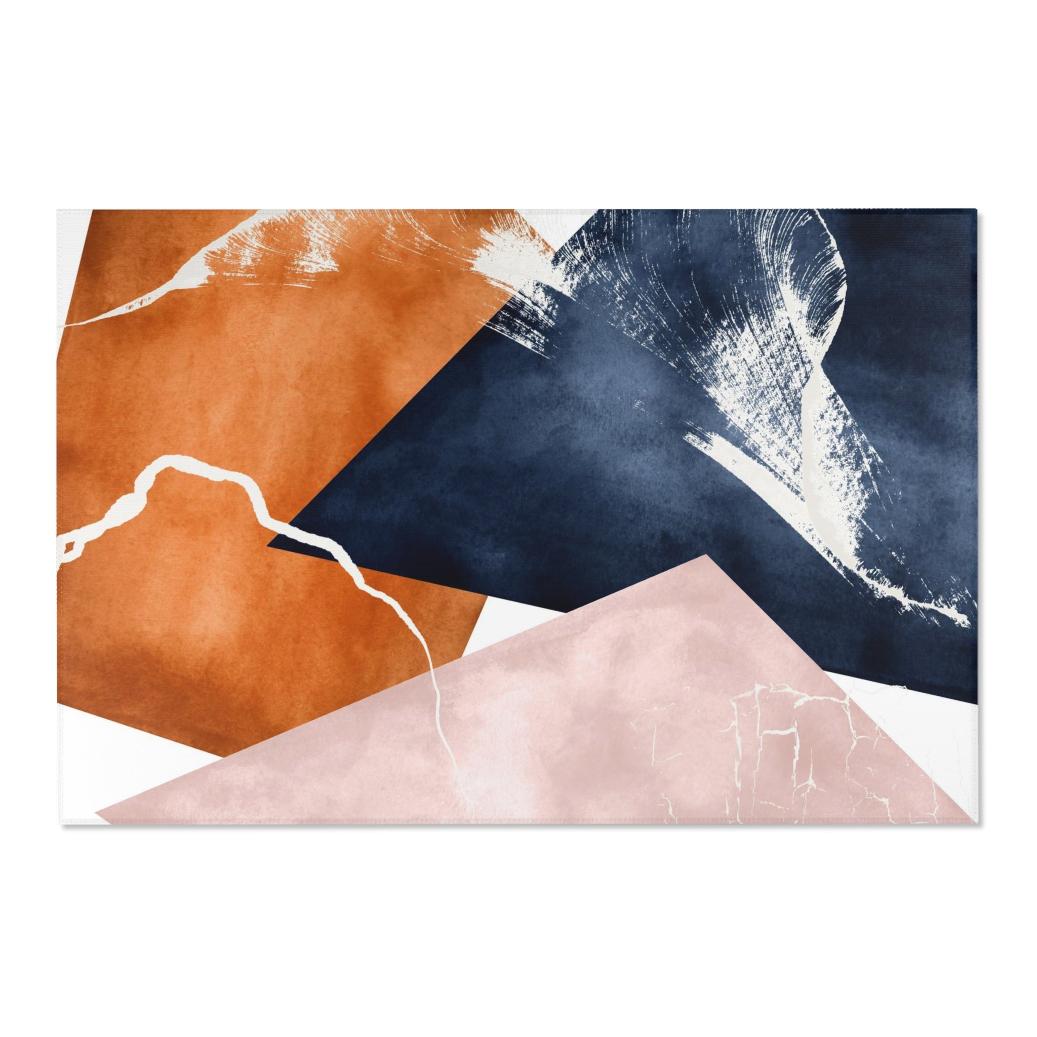 Abstract Boho Area Rug | Navy Blue, Dusty Pink, Burnt Orange