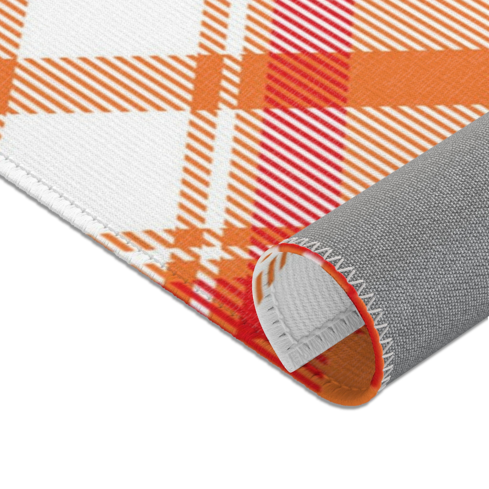 Minimalist Area Rug | Retro Plaid, Orange Red Rug