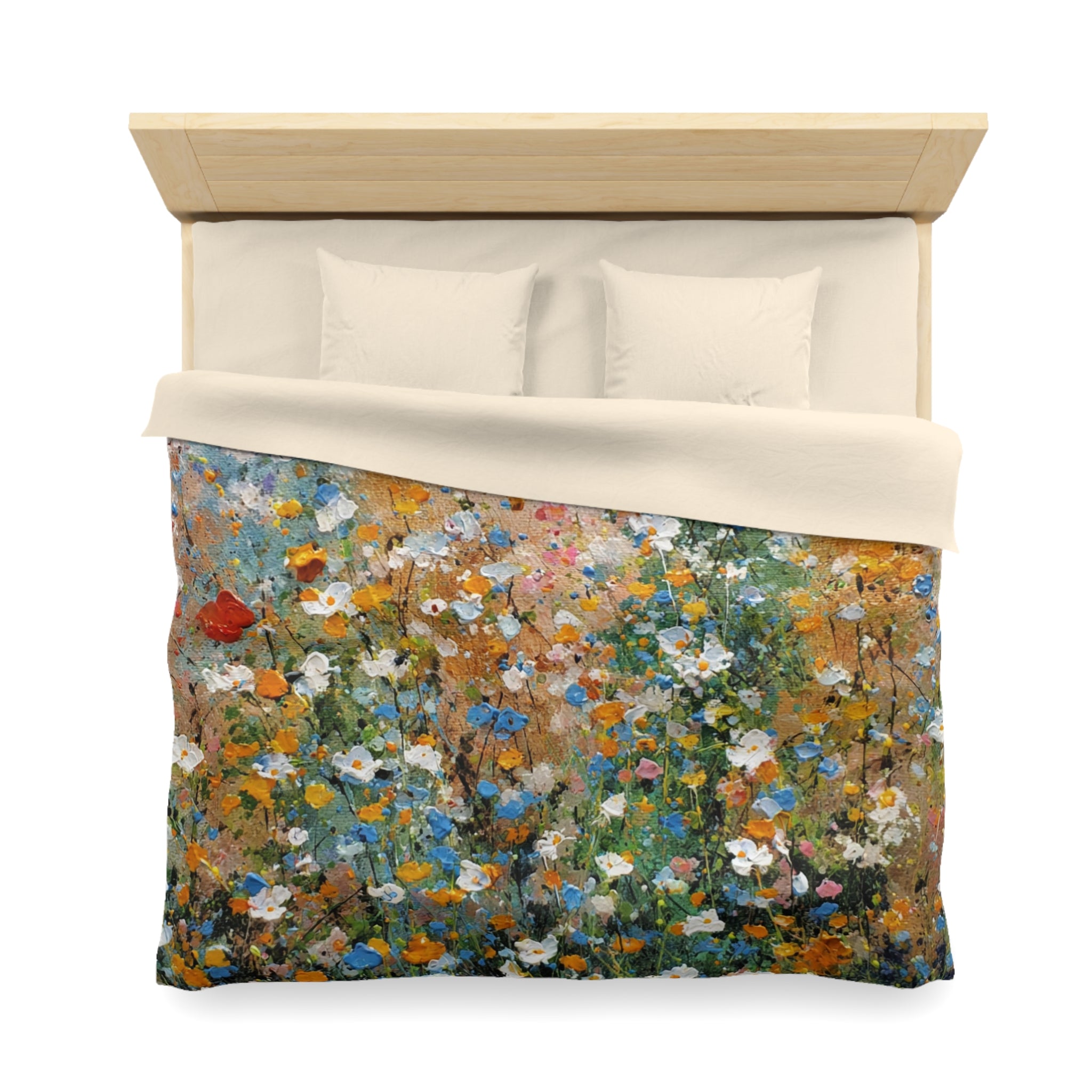 Floral Duvet, Pillow Cover | Orange Green Bedroom Decor