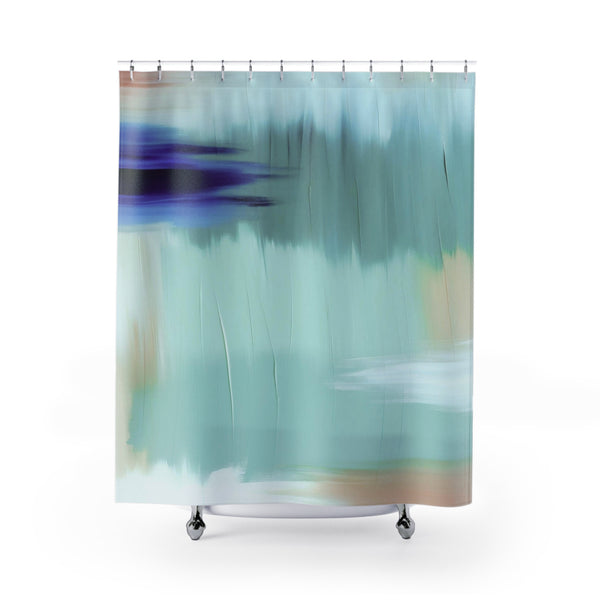 Abstract Shower Curtain | Teal Turquoise Blue Bath Curtain