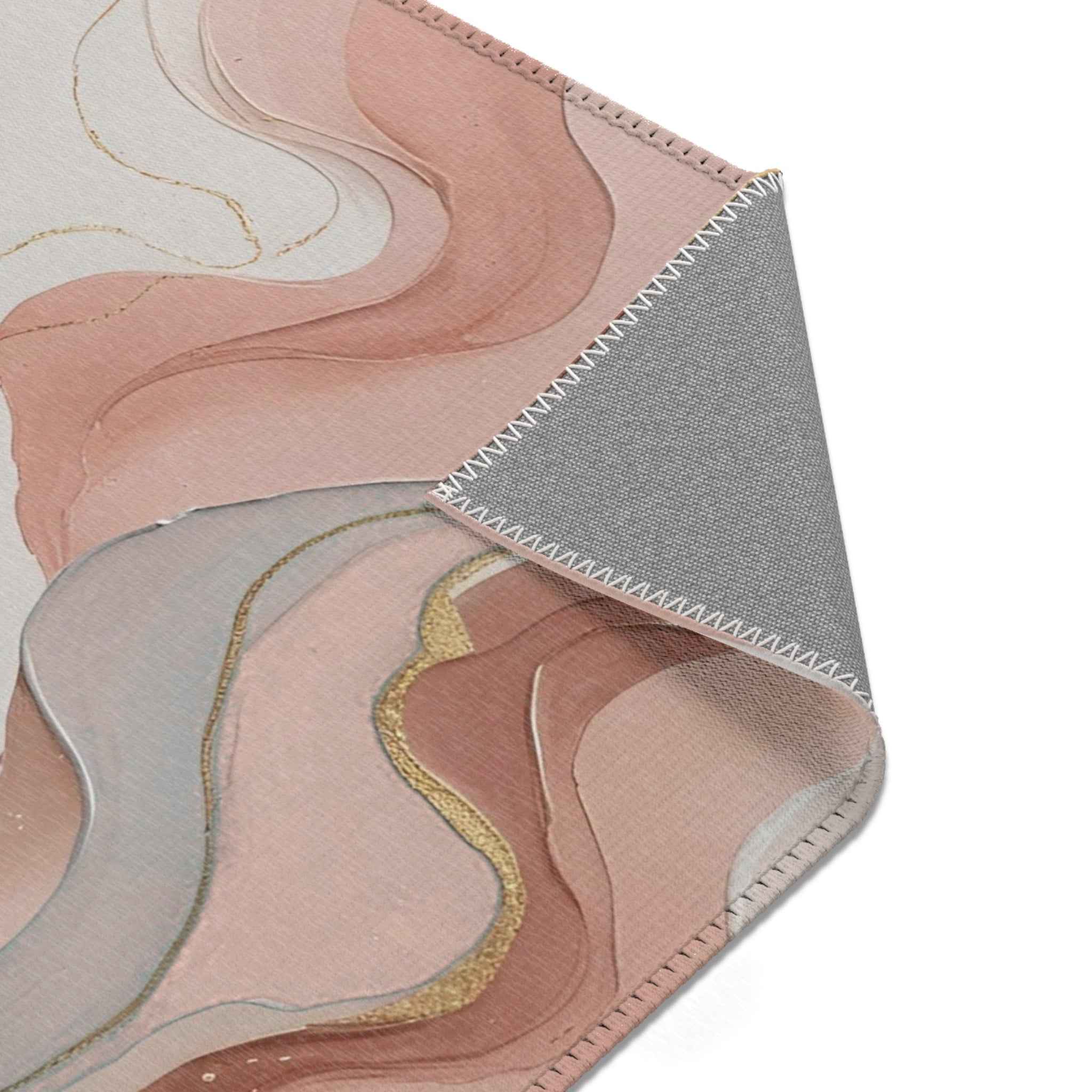 Abstract Area Rug | Taupe Brown Beige, Blush Pink Grey Watercolor
