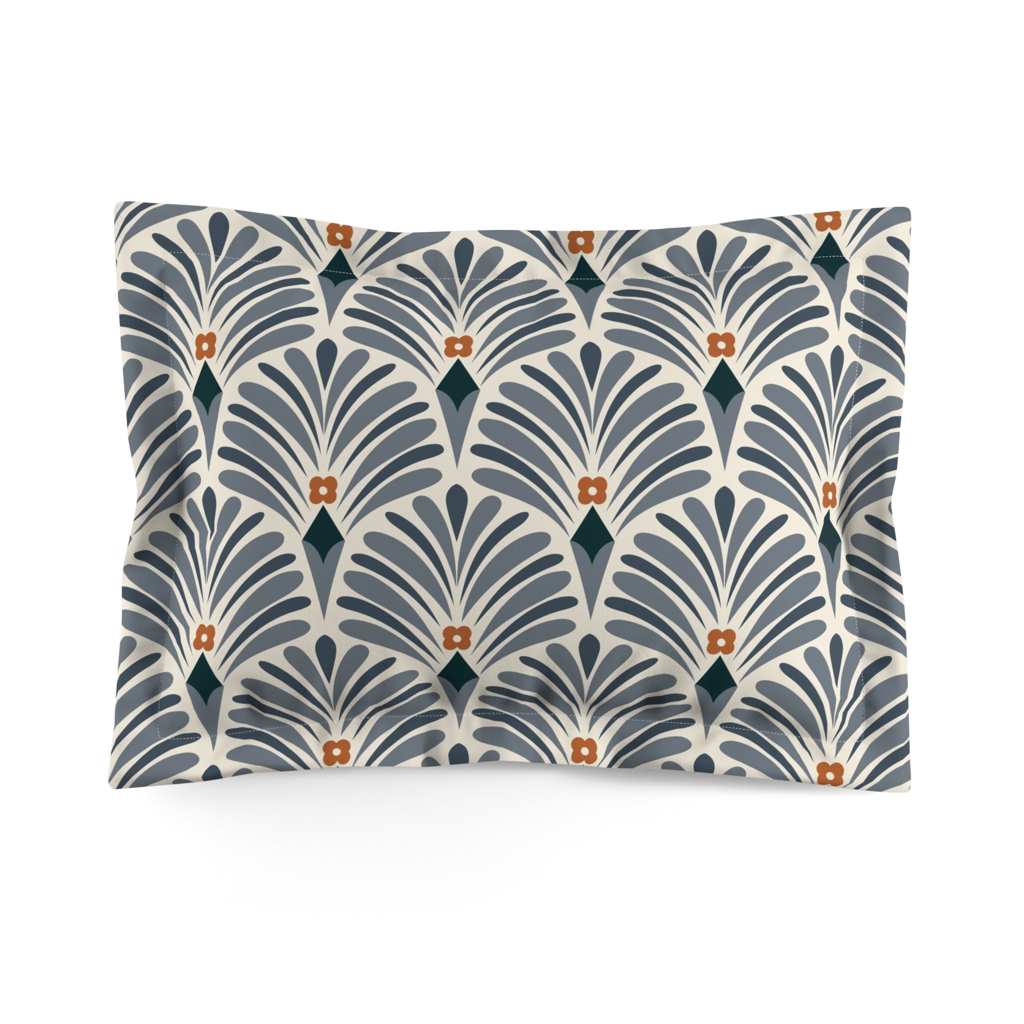 Bedding Pillow Sham | Retro, Art Deco, Navy Blue, Art Nouveau