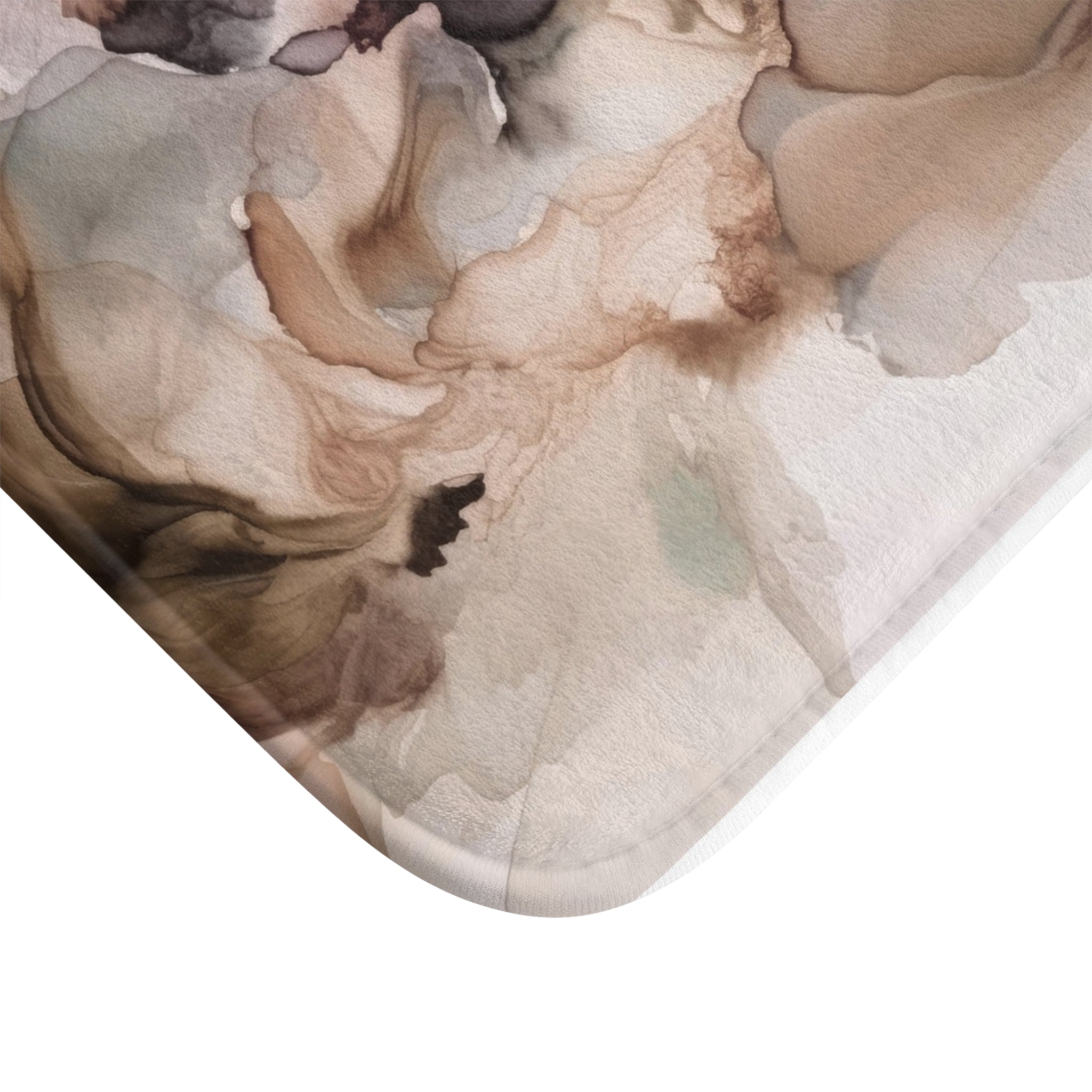 Boho Abstract Floral Bath Mat | Mauve Pink, Taupe Beige Kitchen Mat